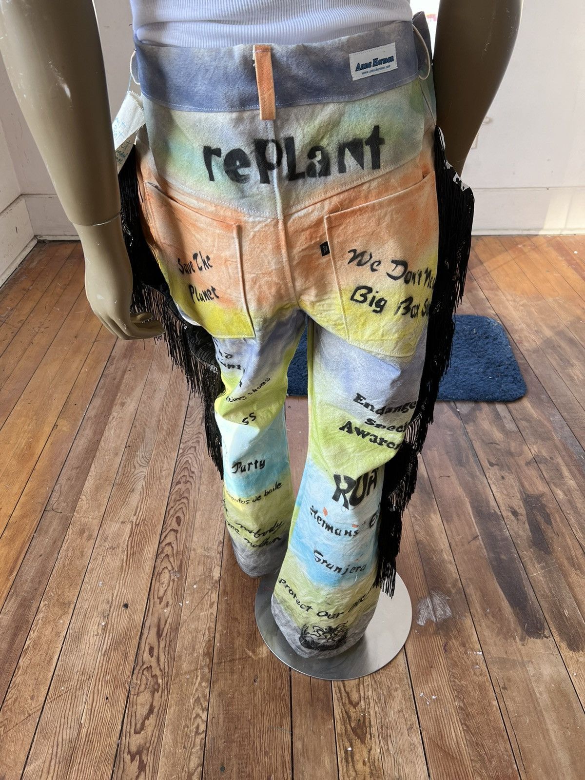 Other Men’s graffiti Canvas jeans 37 fringe ruffleAnna Herman USA Size US 36 / EU 52 - 5 Thumbnail