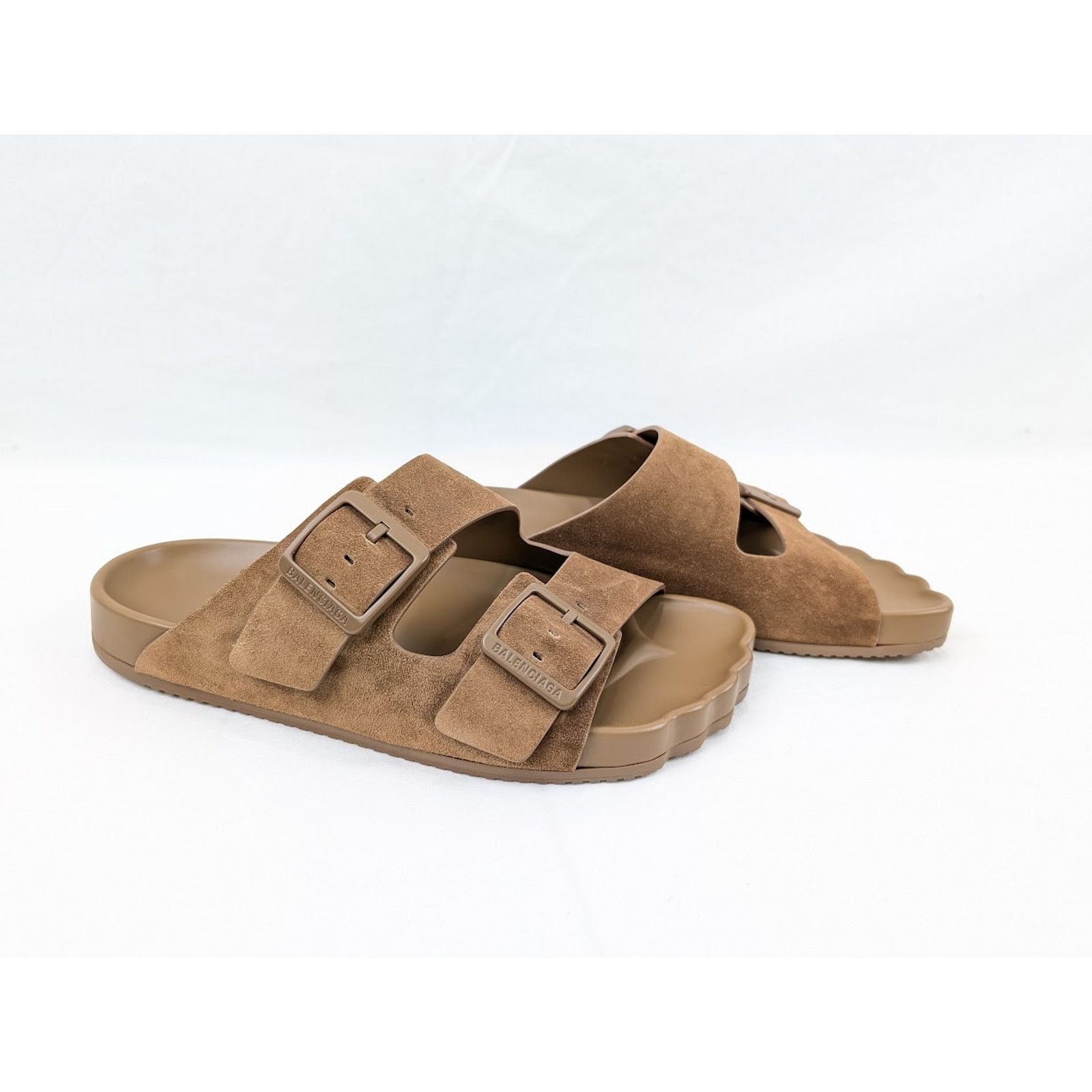 Balenciaga o1rshd1 Q:2 / Suede Sunday Sandals in Brown Size US 12 / EU 45 - 11 Thumbnail
