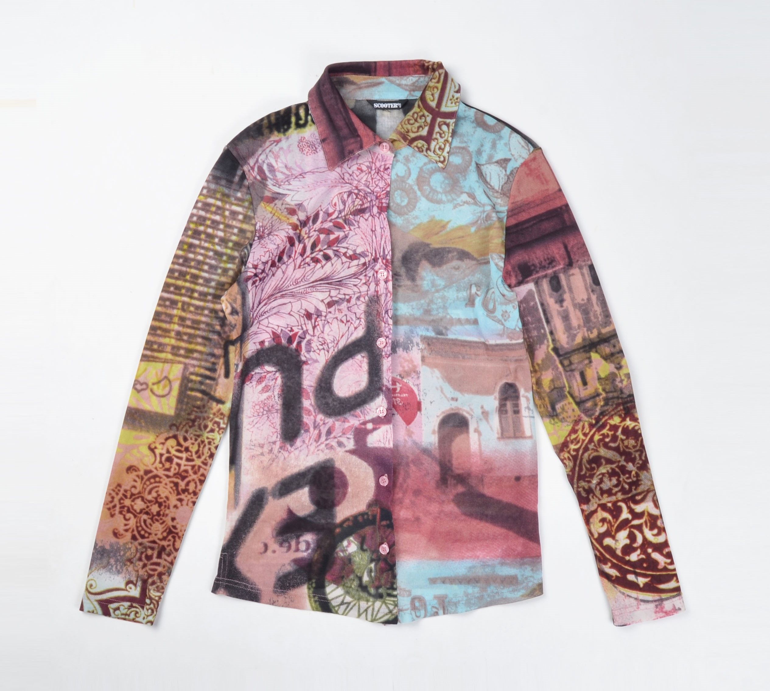 Vintage Scooter Y2K Mesh Futuristic Long Sleeve Blouse Shirt Size M / US 6-8 / IT 42-44 - 1 Thumbnail