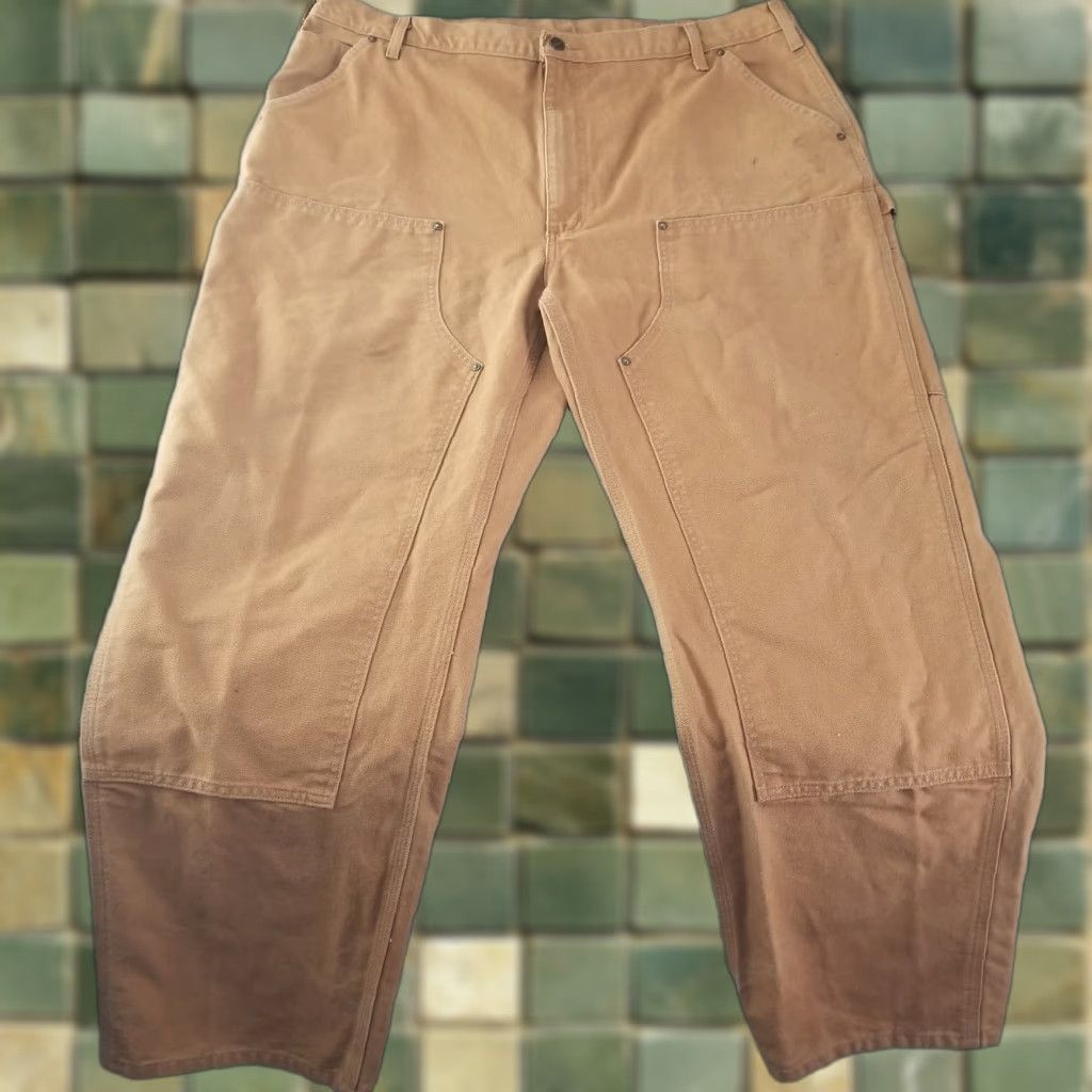 Carhartt Carhartt Pants Mens 41x31 Brown Canvas Workwear Carpenter 5-Pocket Dungaree Straight Leg 41 in Brown Mens Size US 41 - 1 Thumbnail
