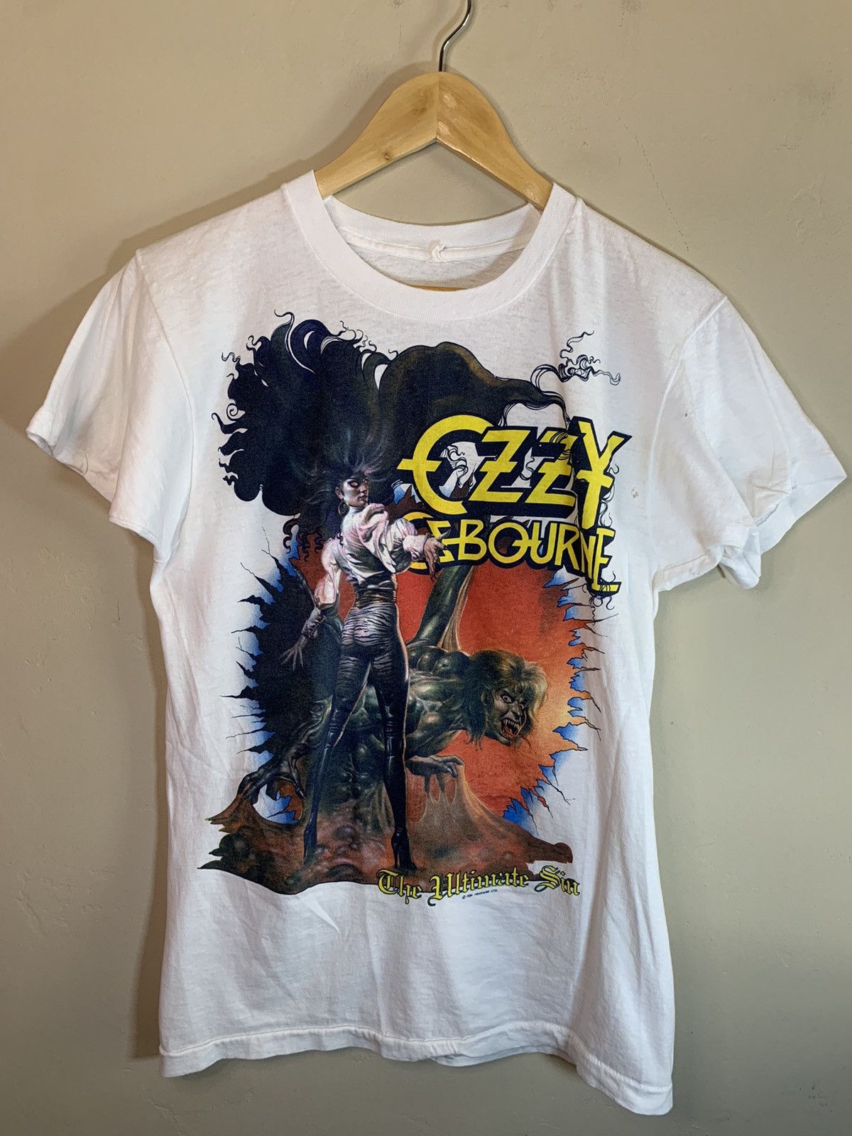 Band Tees × Ozzy Osbourne × Vintage RARE Vintage 1986 Ozzy Osbourne Ultimate Sin Tour Band Shirt Size US M / EU 48-50 / 2 - 1 Thumbnail