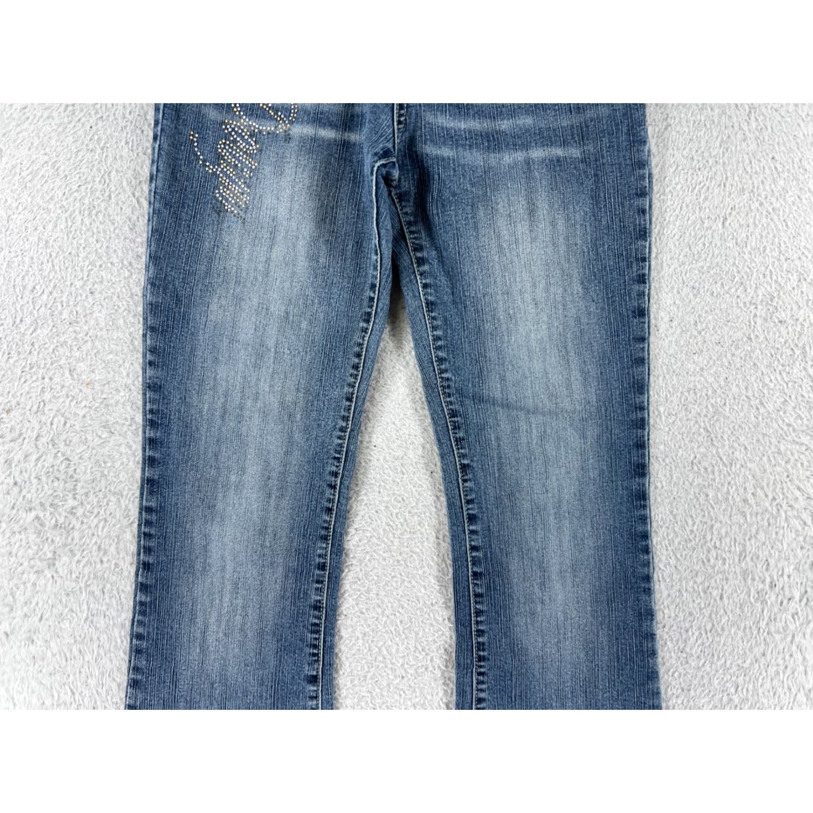 Denime SouyoJeans Jeans Womens 28 Blue Denim Rhinestone Flared Cotton Blend Regular Inseam 29" 24" Waist Women Summer 90s? No decade given. Size 28" / US 6 / IT 42 - 3 Thumbnail