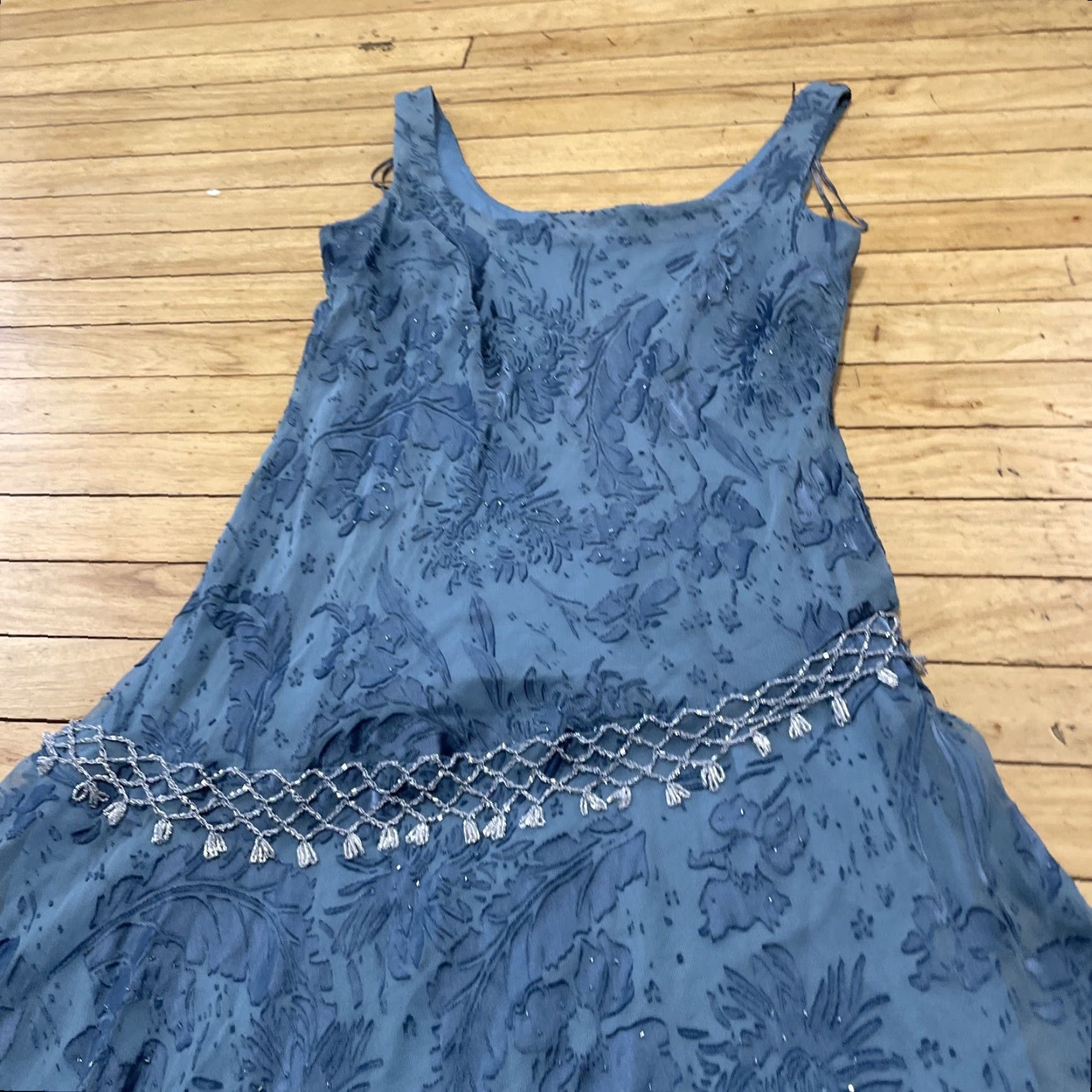 Alex Evenings VINTAGE Alex Evenings Dress 14P Blue Floral Beaded Fairy Y2k Occasion Formal Fringe 14P Dress Size XL / US 12-14 / IT 48-50 - 3 Thumbnail
