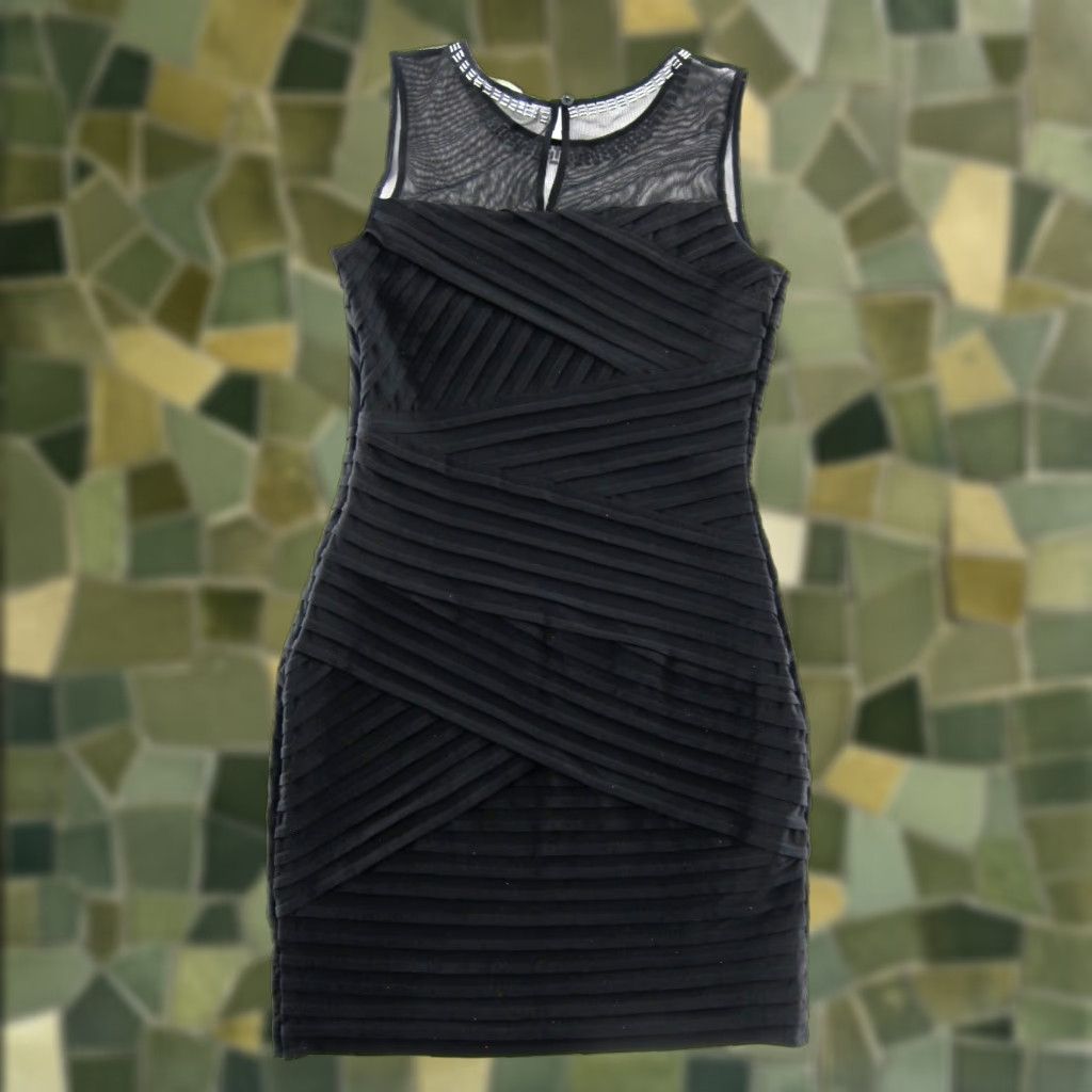 Calvin Klein Calvin Klein Classic Black Layered Beaded Neck Cocktail Party Dress 6 Womens Size M / US 6-8 / IT 42-44 - 1 Thumbnail