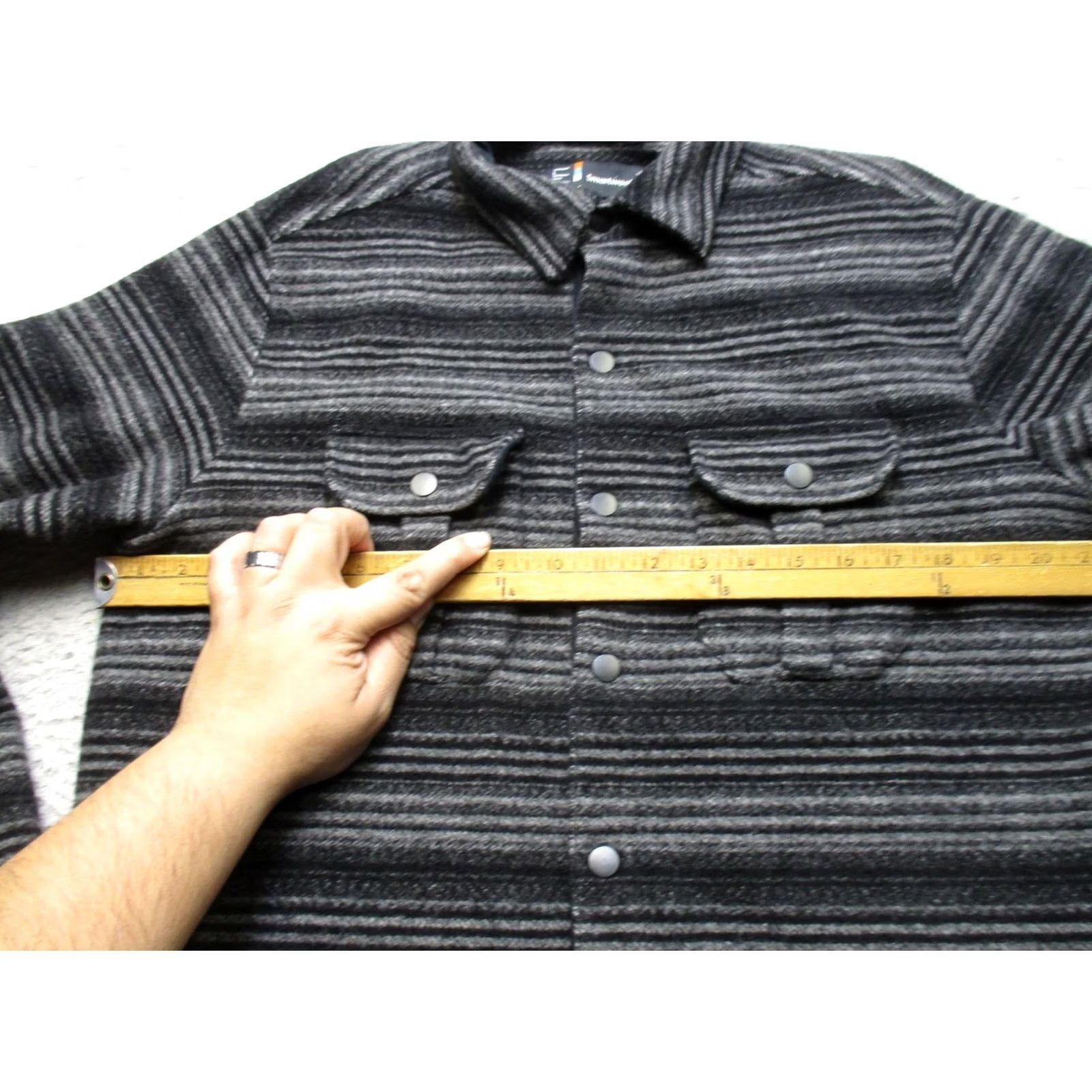 Smartwool Smartwool Anchor Line Shirt Jacket Mens L Gray Wool Lined Snap Front Striped Size US L / EU 52-54 / 3 - 6 Thumbnail