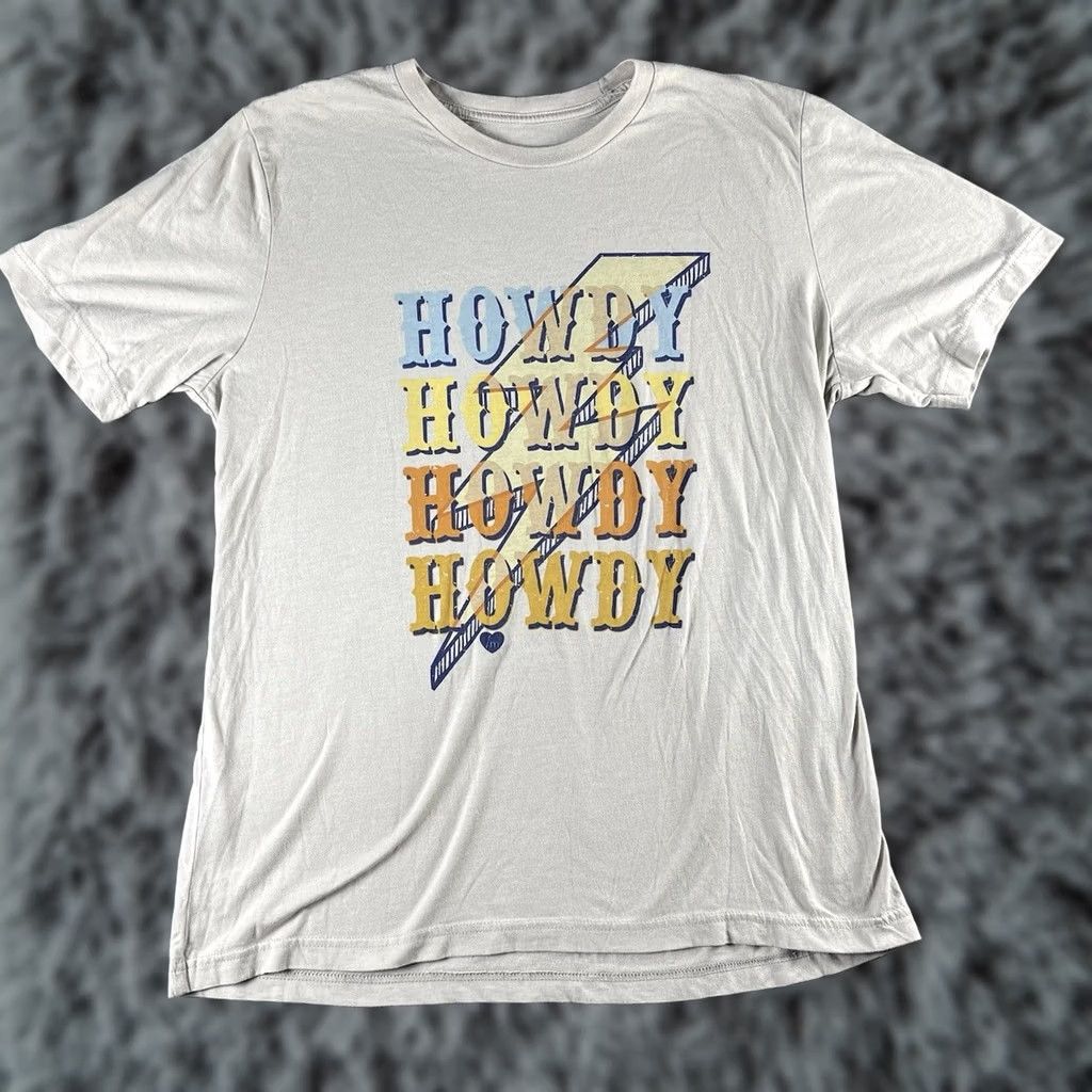 Vintage LULU MAC T-Shirt Womens XL Howdy Howdy Howdy Short Sleeve Crew Neck Grey Size XL / US 12-14 / IT 48-50 - 1 Thumbnail