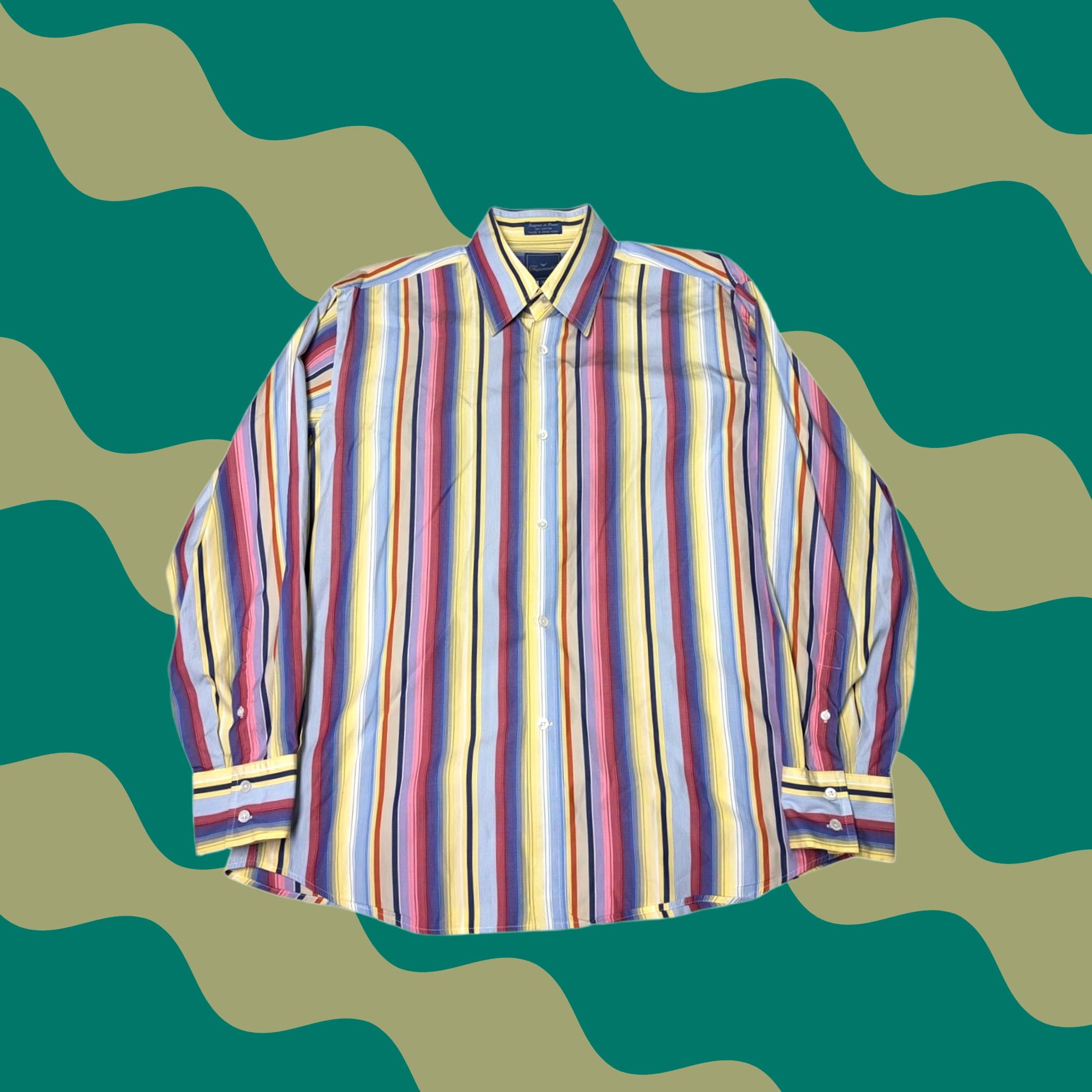Faconnable VINTAGE Facconable shirt Mens Button-Down Striped Yellow Cotton Long Sleeve L Adult Mens Gender: Mens Size US L / EU 52-54 / 3 - 1 Thumbnail