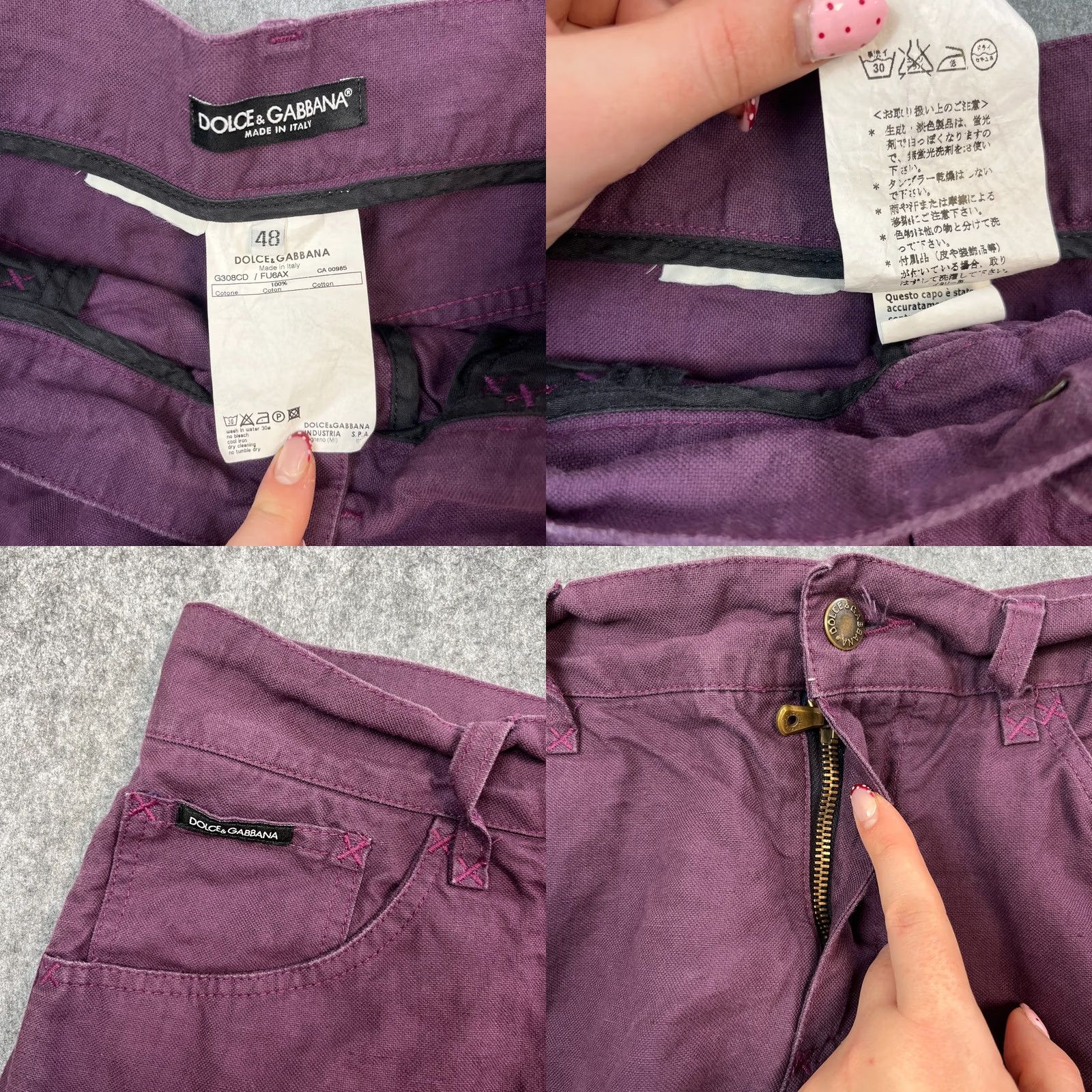Dolce & Gabbana Dolce&Gabbana Womens Chino Trousers Pants Straight W32 UK12 Cropped Purple Size 34" / US 12 / IT 48 - 8 Thumbnail