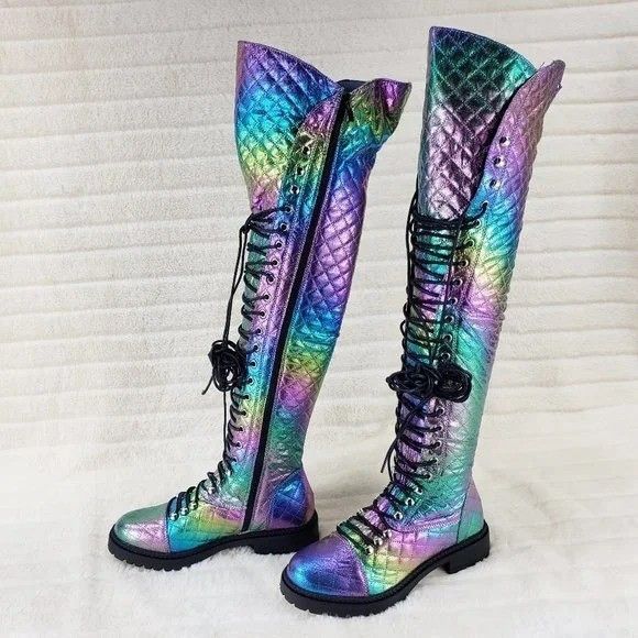 Other Travis Festive Quilted Metallic Rainbow Corset Lace Over the Size US 6 / IT 36 - 5 Thumbnail