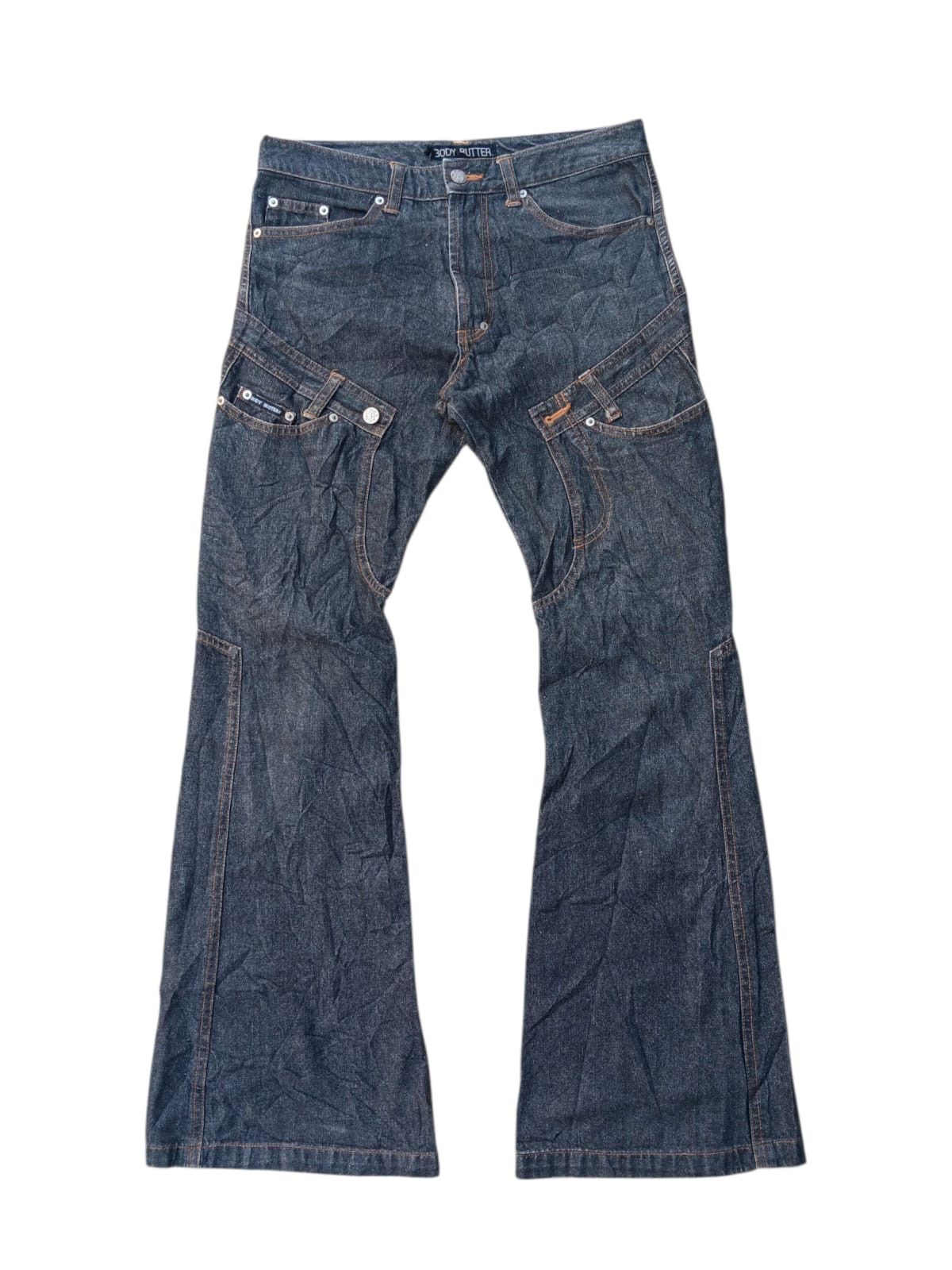 Japanese Brand Bodybutter recycle denim re build flared pants Size US 31 - 1 Thumbnail