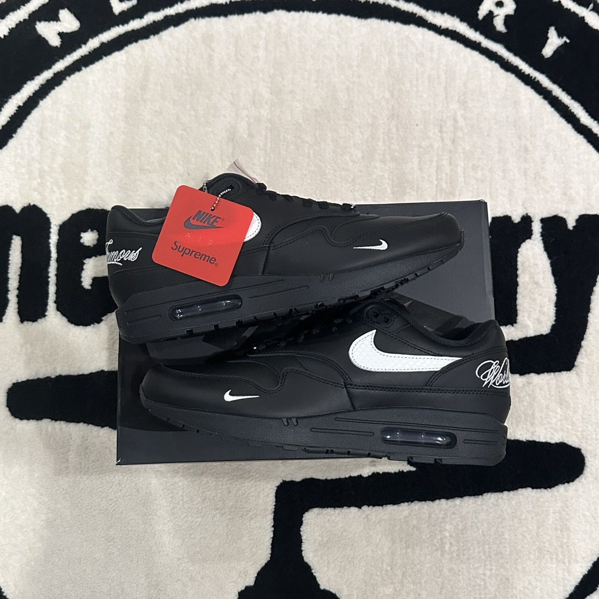 Nike × Supreme Nike Supreme Air Max 1 ‘87 SP Black/White Size US 11 / EU 44 - 11 Thumbnail