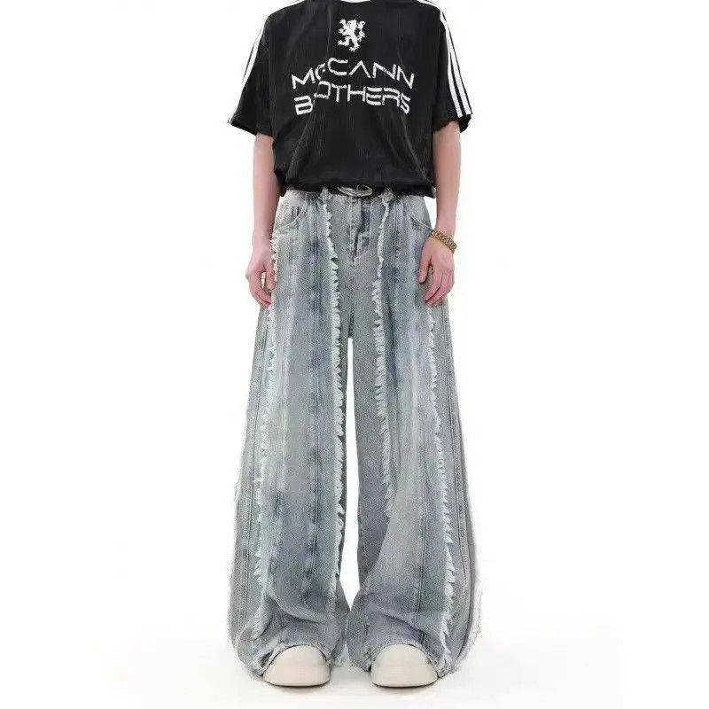 Japanese Brand Retro loose fringe patchwork jeans Size US 32 / EU 48 - 6 Thumbnail