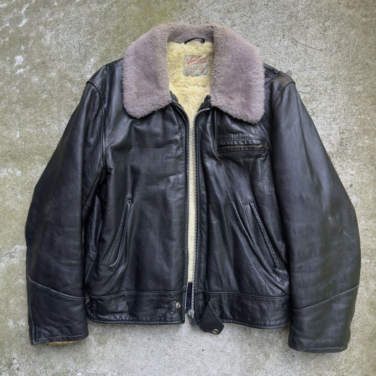 Vintage 40s 50s Leather Horsehide Shearling Jacket ERD Grunge Size US L / EU 52-54 / 3 - 1 Thumbnail