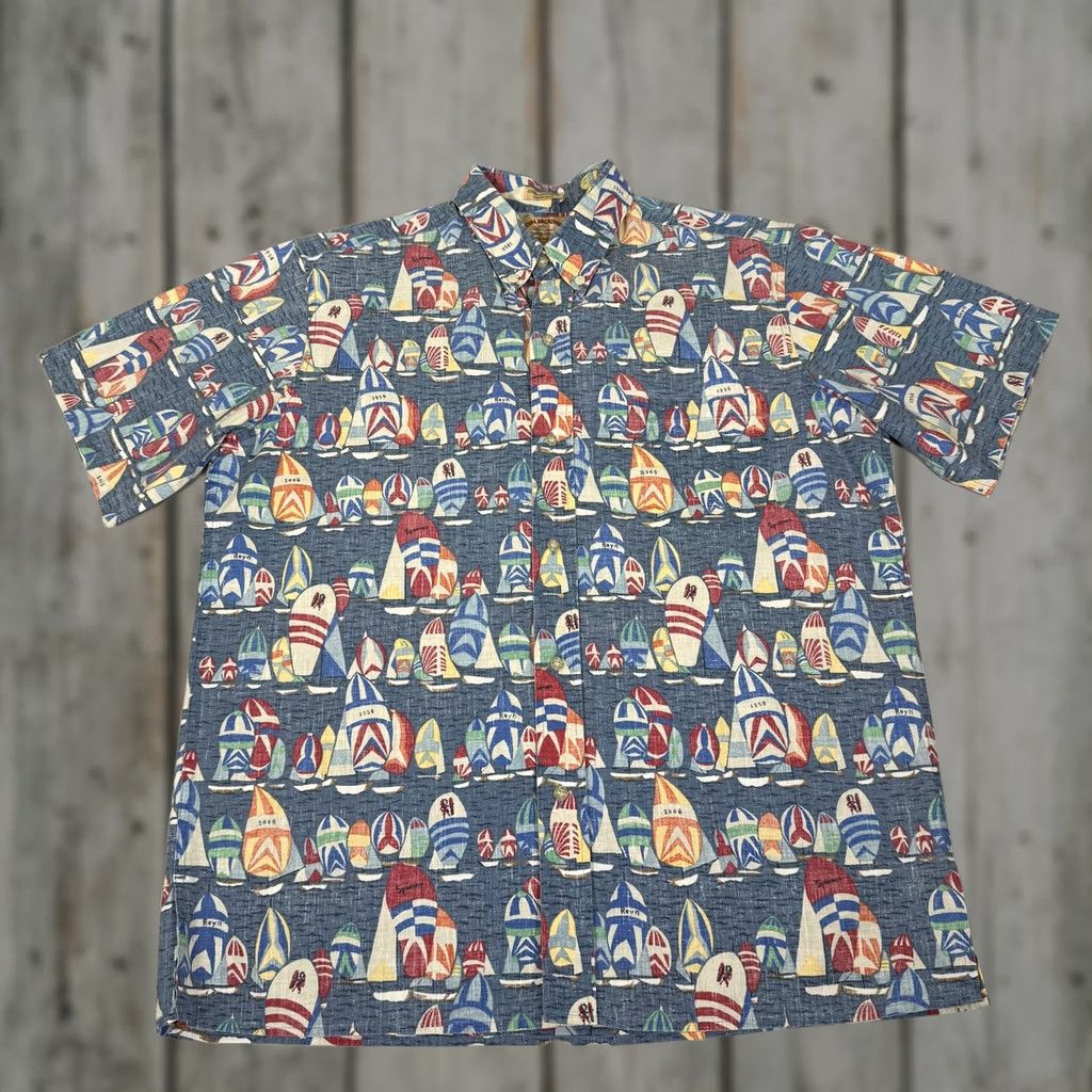 Reyn Spooner Reyn Spooner Shirt Mens L Blue Sailboat Button Up Hawaiian 50th Anniversary Graphic Print Size US L / EU 52-54 / 3 - 1 Thumbnail