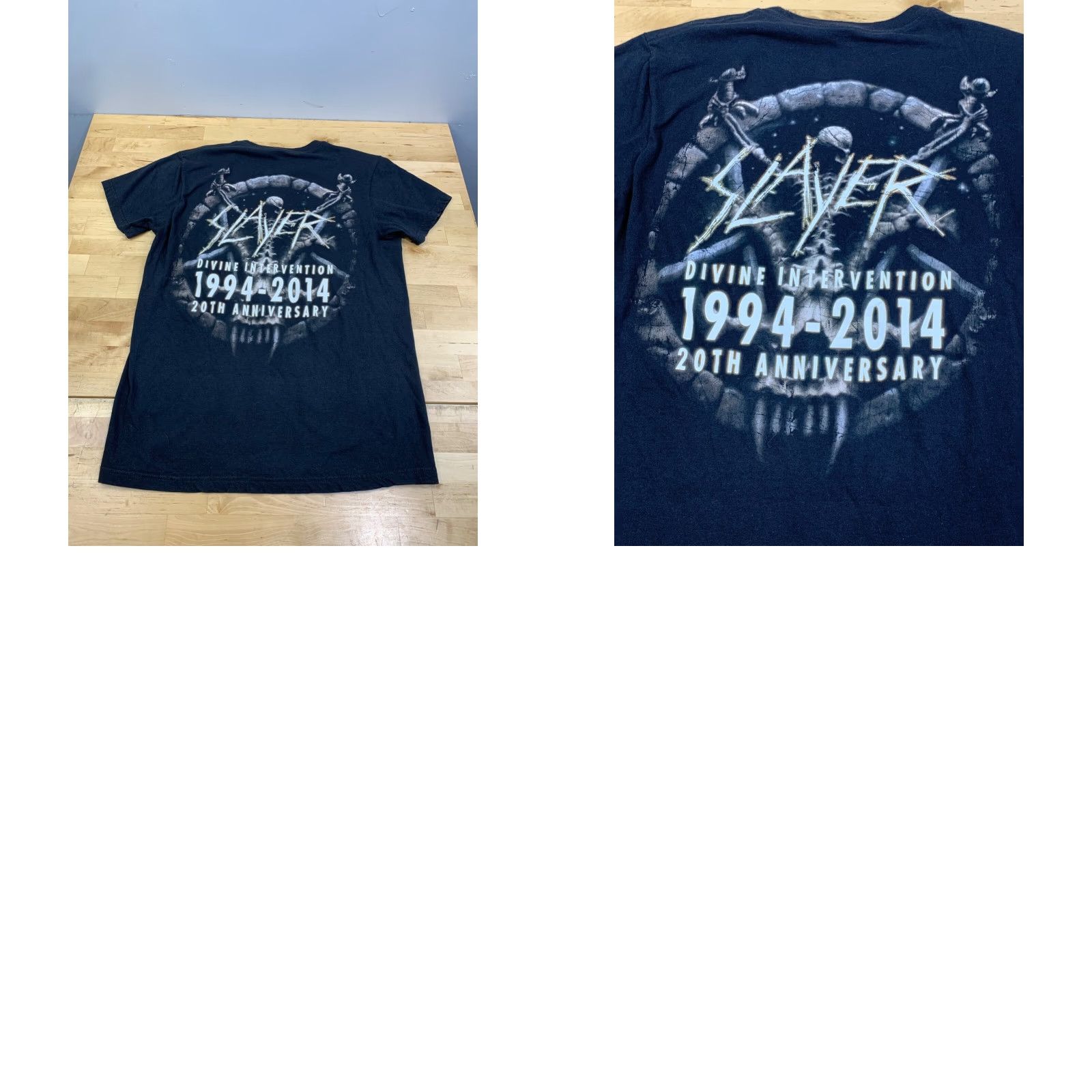 Vintage Slayer Divine Intervention T-Shirt 2014 20th Anniversary Mens S Black Cotton Short Sleeve Crew Neck Graphic Print Delta Ringspun 11087 Size US S / EU 44-46 / 1 - 8 Thumbnail
