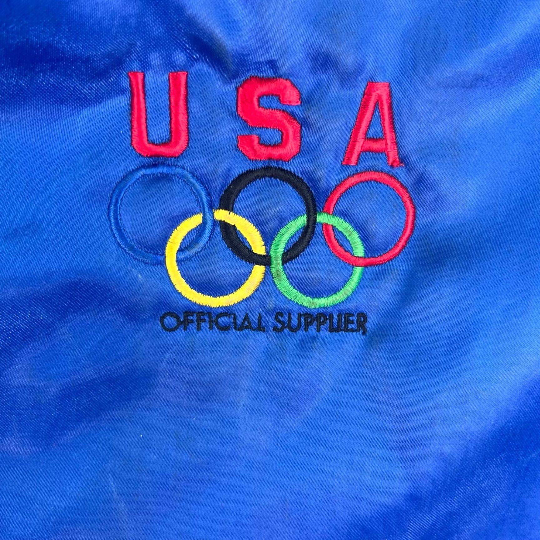 Vintage VINTAGE Swingster USA Jacket Bomber Jacket Men XL Blue Satin US Olympics 90s Theme Sportswear Size US XL / EU 56 / 4 - 2 Thumbnail