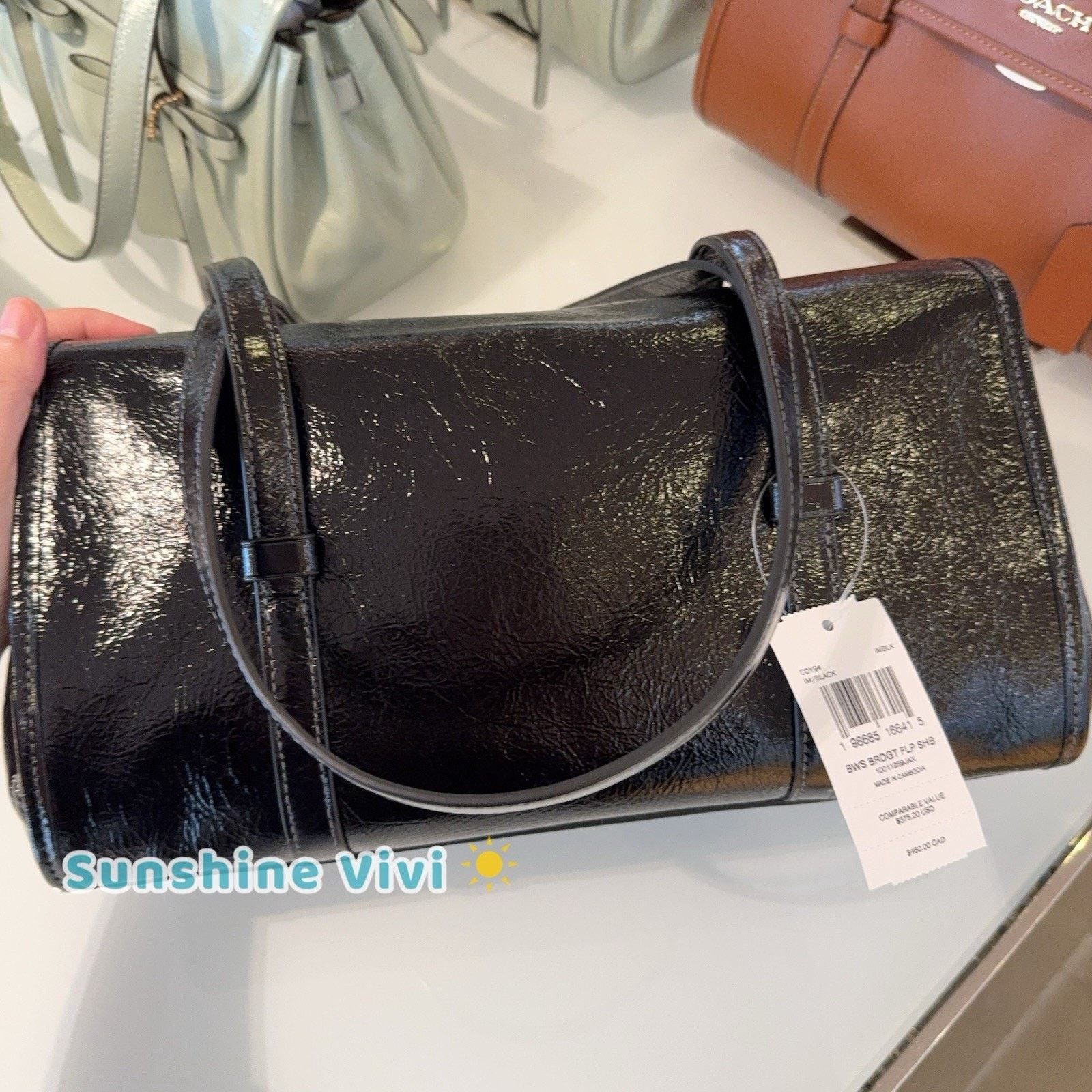 Coach NWT Coach Bridget Flap Shoulder Bag Bows CDY94 Gold/Black Size ONE SIZE - 6 Thumbnail