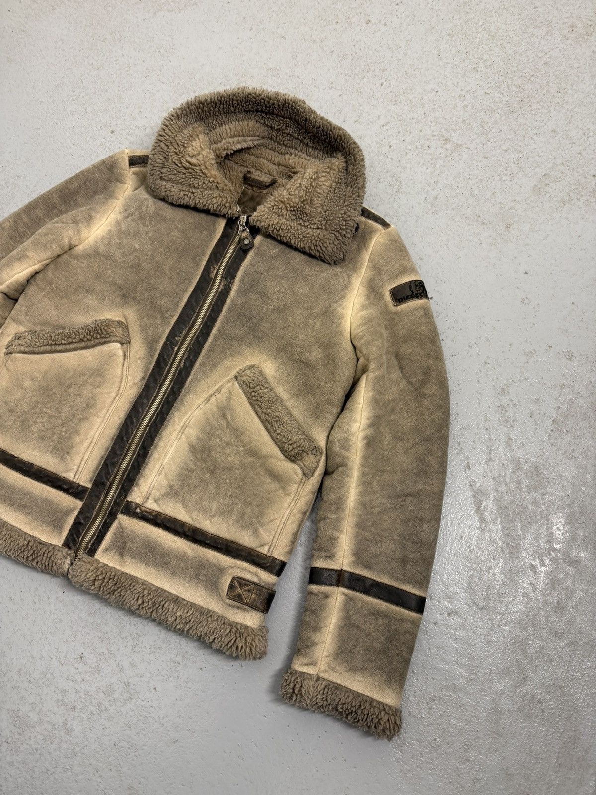Diesel Vinatge 00s Diesel Lambskin Sherpa Long Neck Jacket Size L / US 10 / IT 46 - 2 Thumbnail