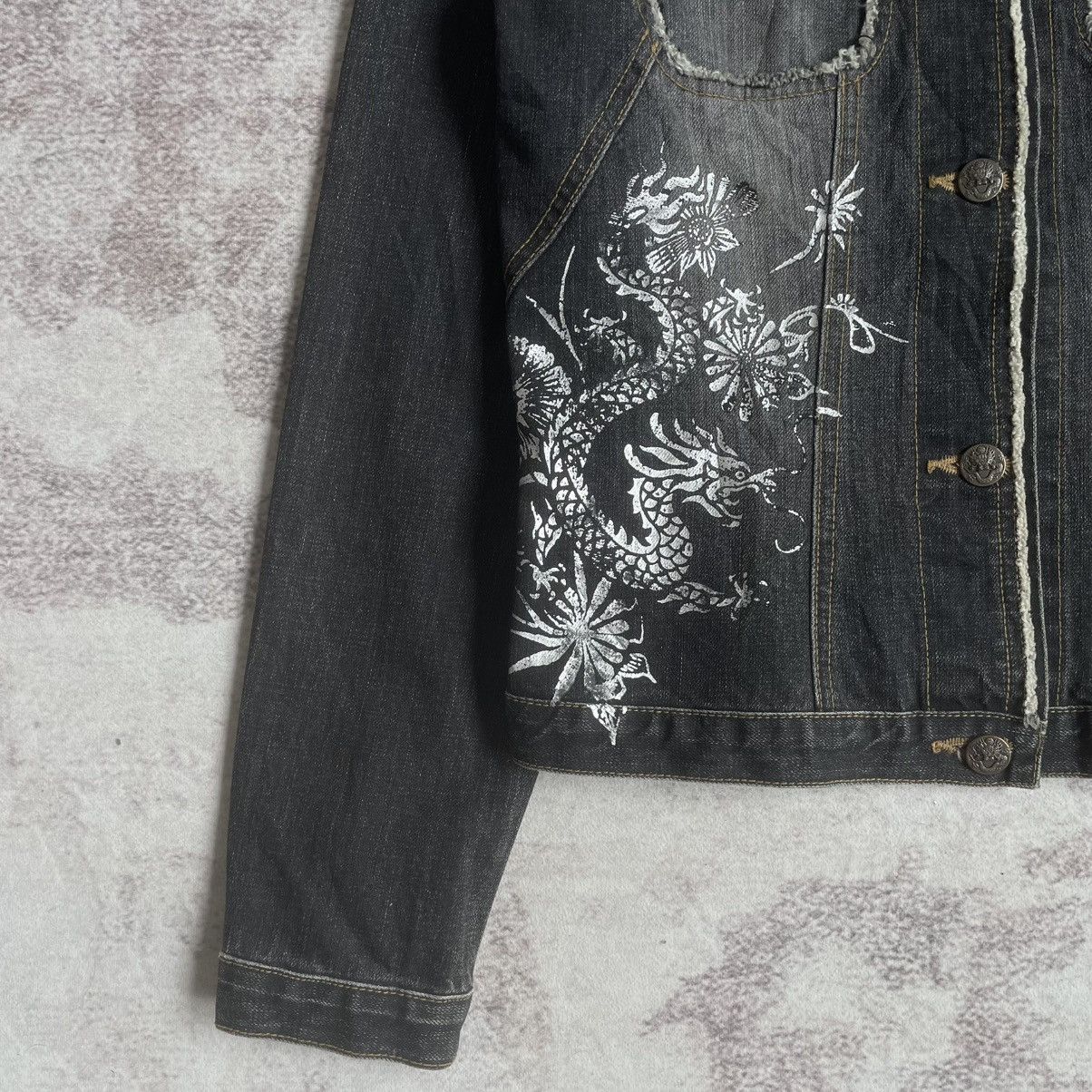 20471120 × Beauty Beast × Vivienne Tam Vintage 90s Vivienne Tam Dragon Denim Jacket Size XS / US 0-2 / IT 36-38 - 5 Thumbnail