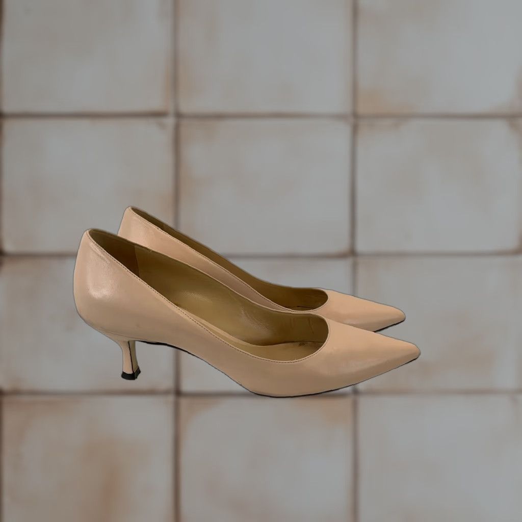 Vintage M. Gemi Beige Leather Pointed-Toe Pumps Size 6 Womens Shoes