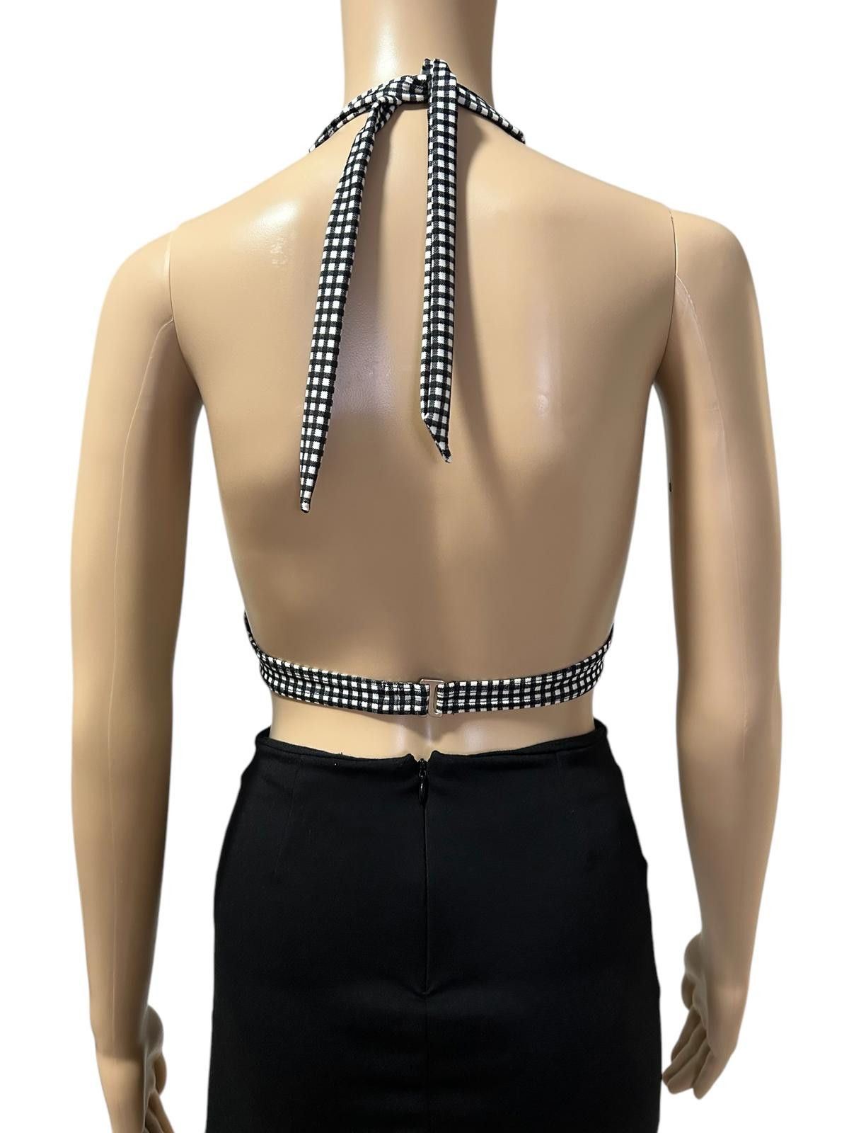 Designer Stylish Black & White Gingham Bikini Top Size ONE SIZE - 4 Thumbnail