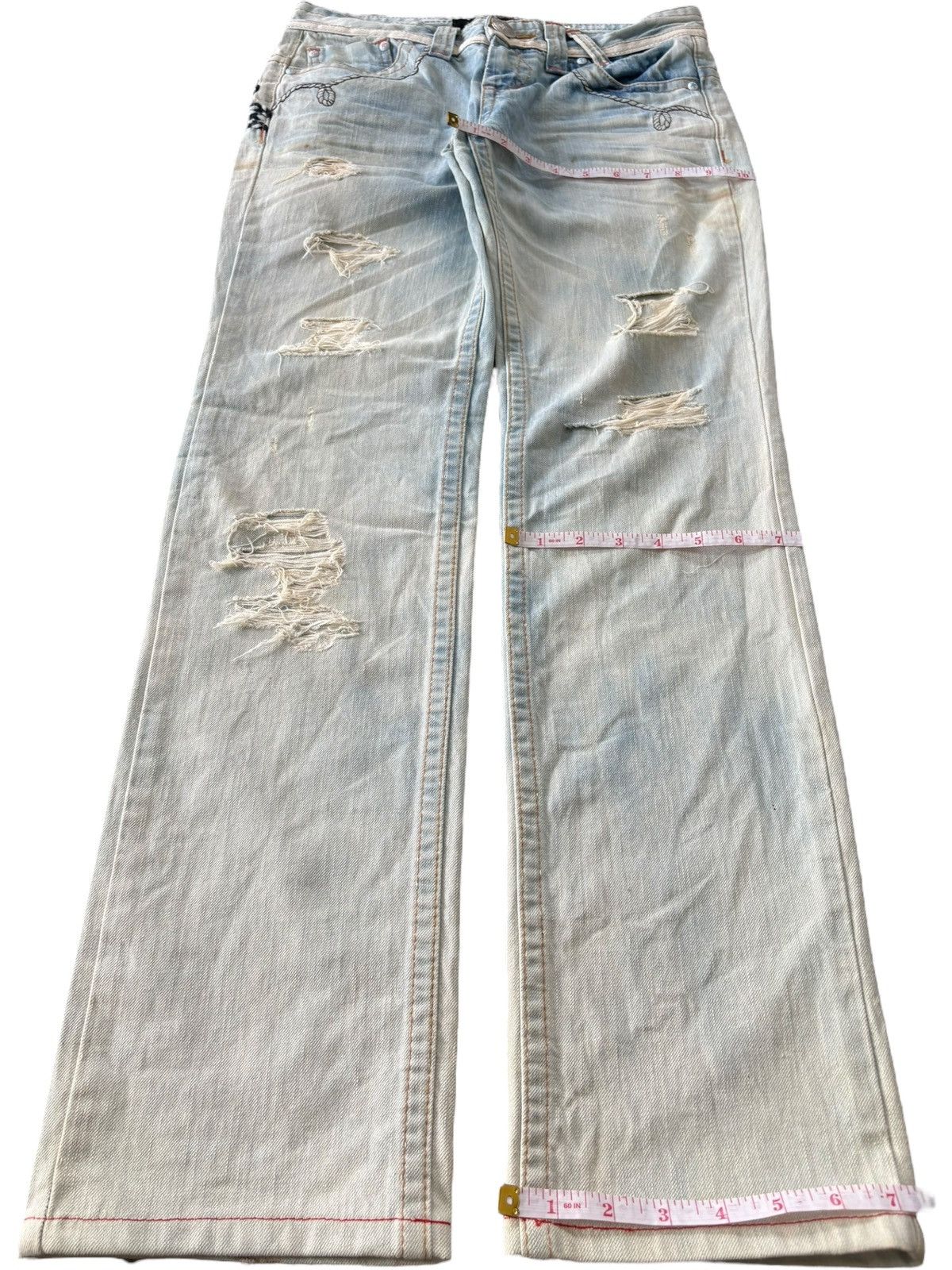 Hysteric Glamour Vintage Red Pepper Bleached Distressed Loose Jeans Size 30" / US 8 / IT 44 - 12 Thumbnail