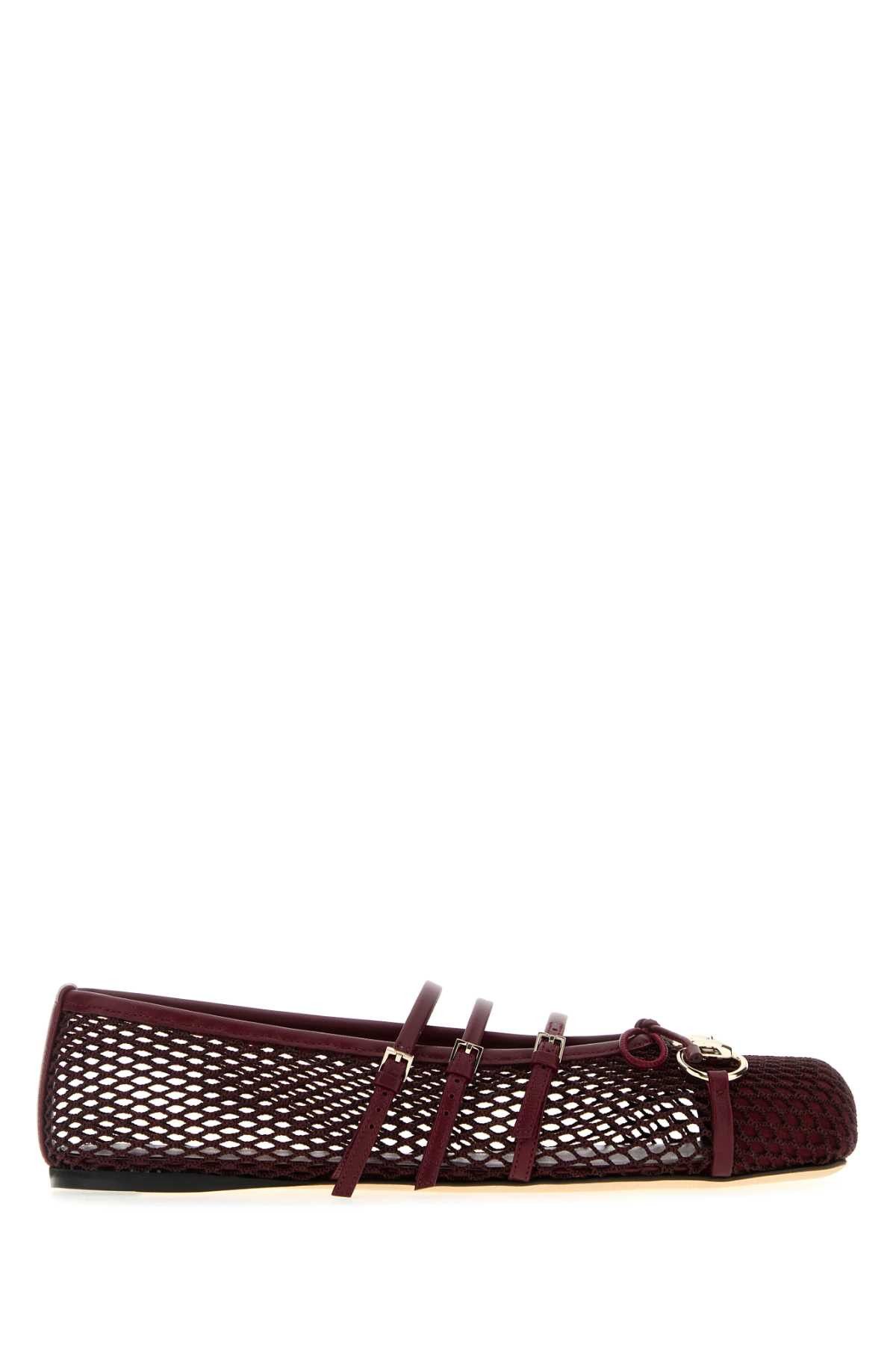 Gucci Burgundy Mesh Ballerinas Size US 7.5 / IT 37.5 - 1 Thumbnail
