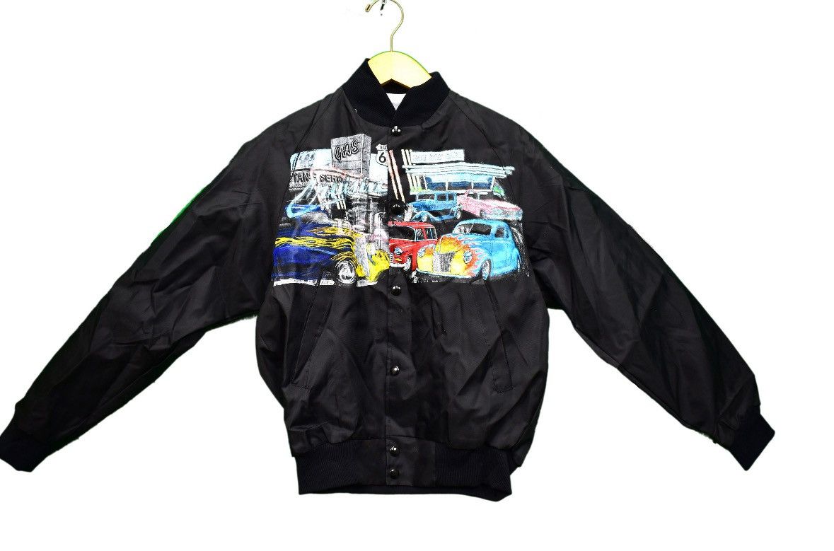 Vintage Experimental Black Graphic Car Bomber Jacket USA Small Size US S / EU 44-46 / 1 - 1 Thumbnail
