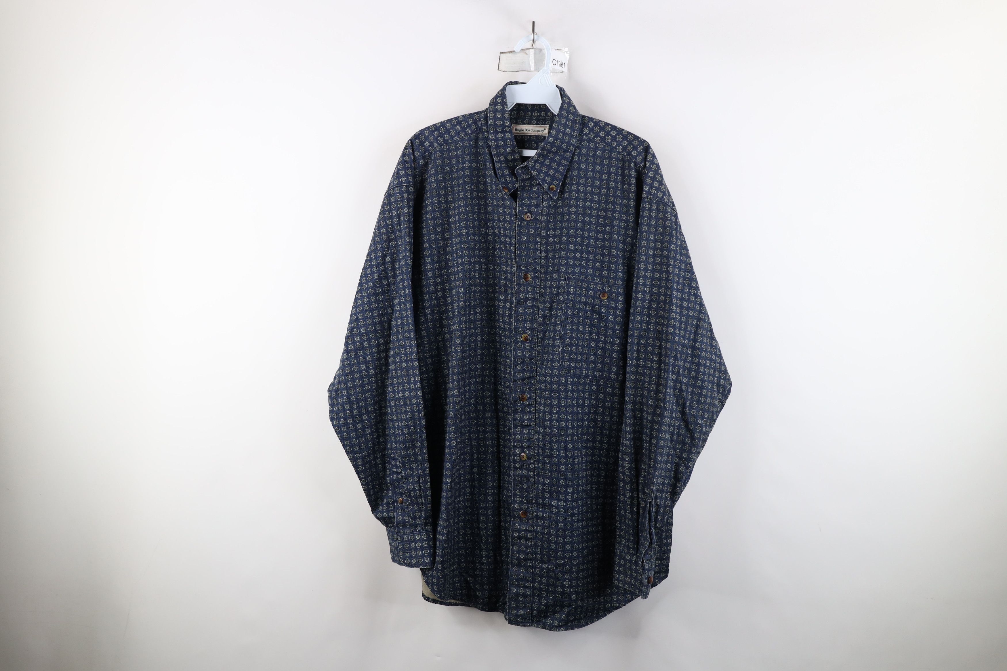 Vintage Vintage 90s Streetwear Geometric Collared Button Down Shirt Size US L / EU 52-54 / 3 - 1 Thumbnail