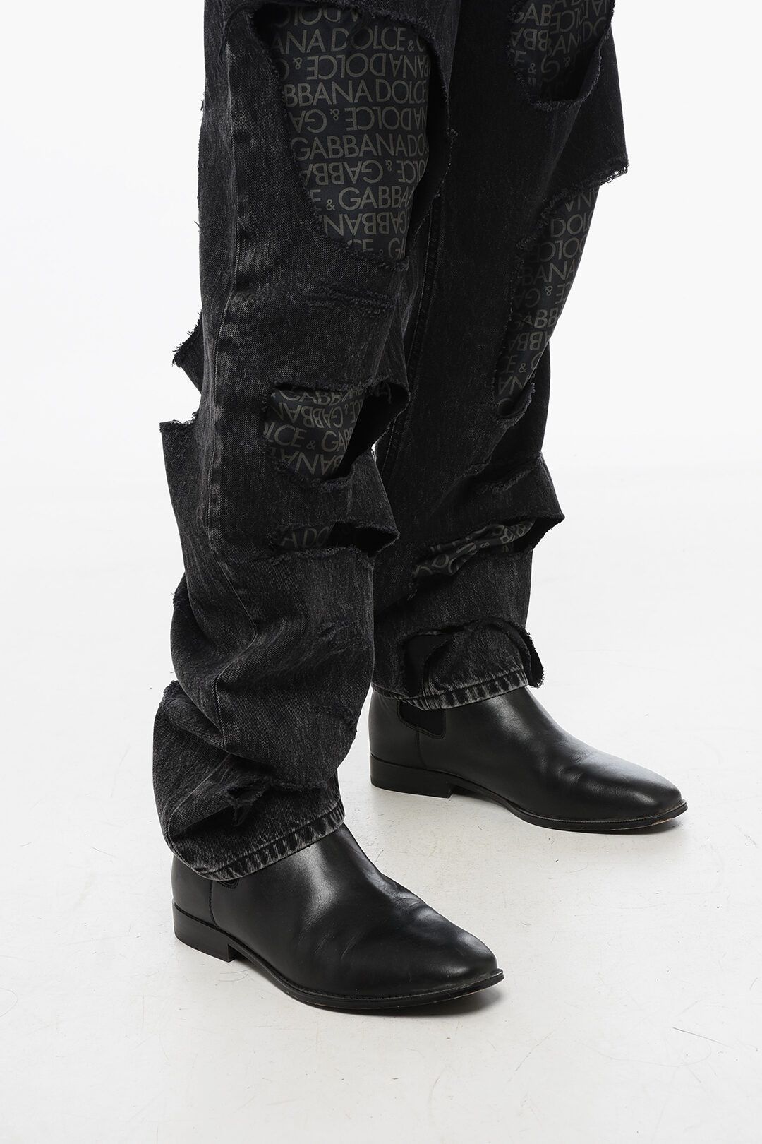 Dolce & Gabbana og1mm0825 Stone Washed Distressed Denim in Black Size US 32 / EU 48 - 4 Thumbnail
