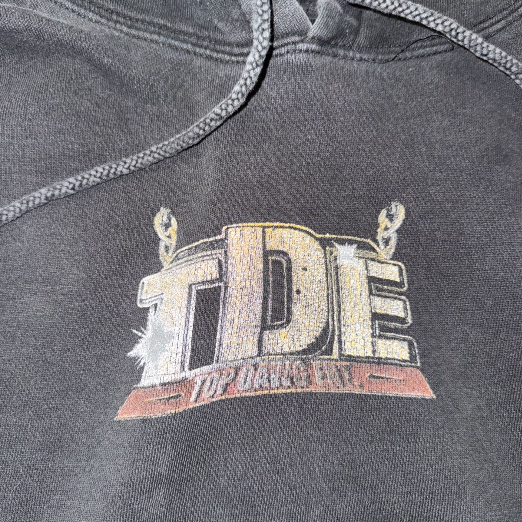 Vintage TDE Hoodie Black L Hustle Like Your Broke Pullover Men Graphic Print 23x25 Top Dawg Entertainment Size US L / EU 52-54 / 3 - 2 Thumbnail