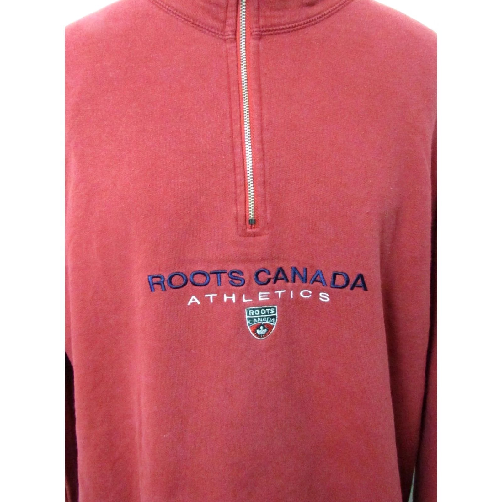 Roots VINTAGE Roots Canada Red Fleece Pullover Sweater Med L/XL 1/4 Zip Heavy Sweatshirt Size US XL / EU 56 / 4 - 3 Thumbnail