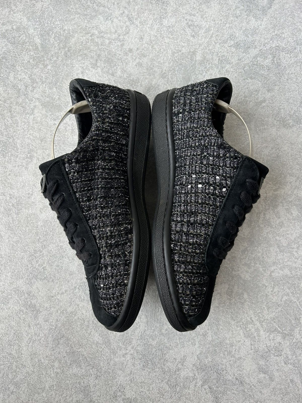 Chanel Chanel Coco Mark Black Tweed Sneakers Size US 8 / IT 38 - 7 Thumbnail