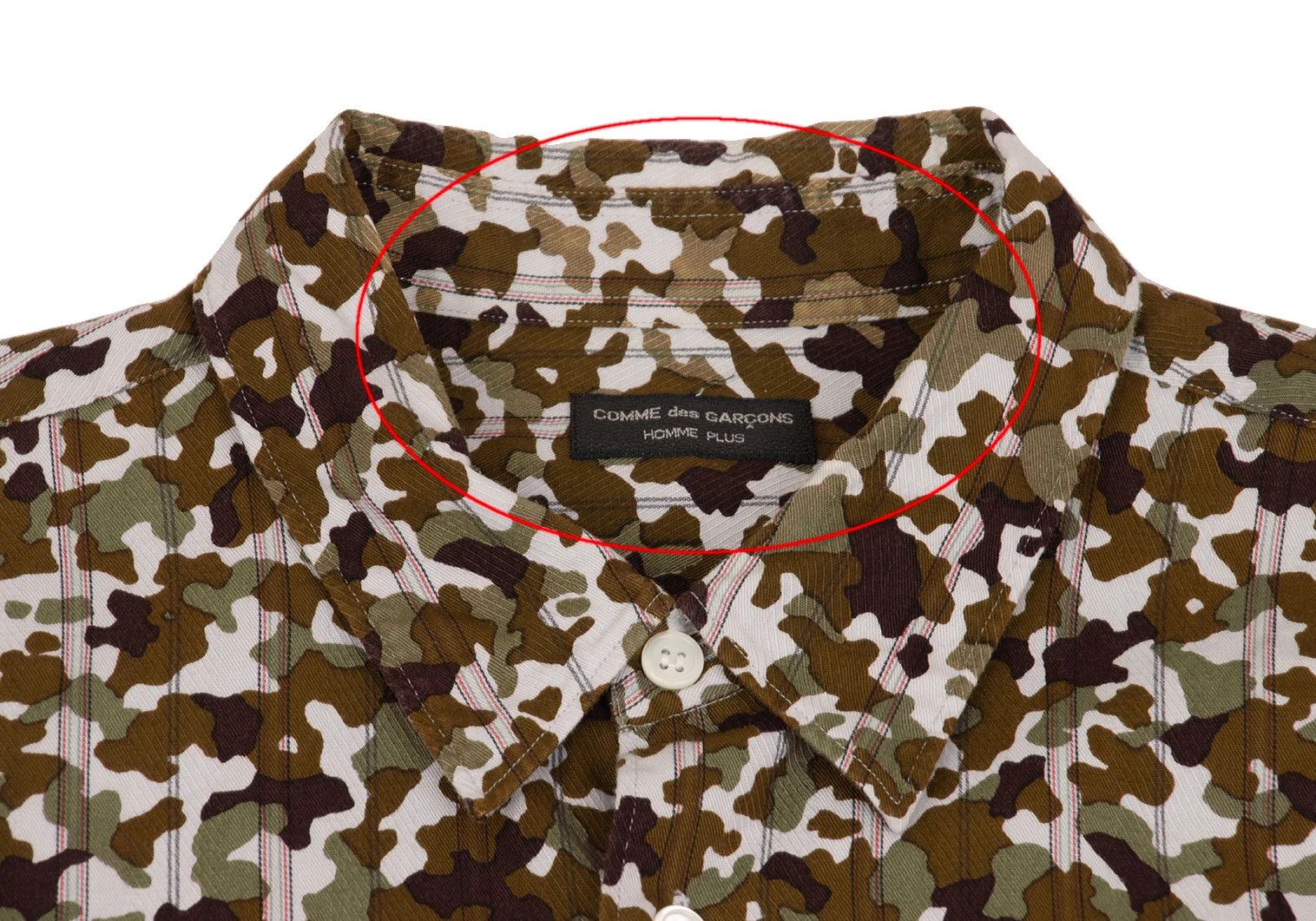 Comme des Garcons Homme Plus Camouflage Pattern Short Sleeve Shirt in Light Gray Khaki Size US M / EU 48-50 / 2 - 3 Thumbnail
