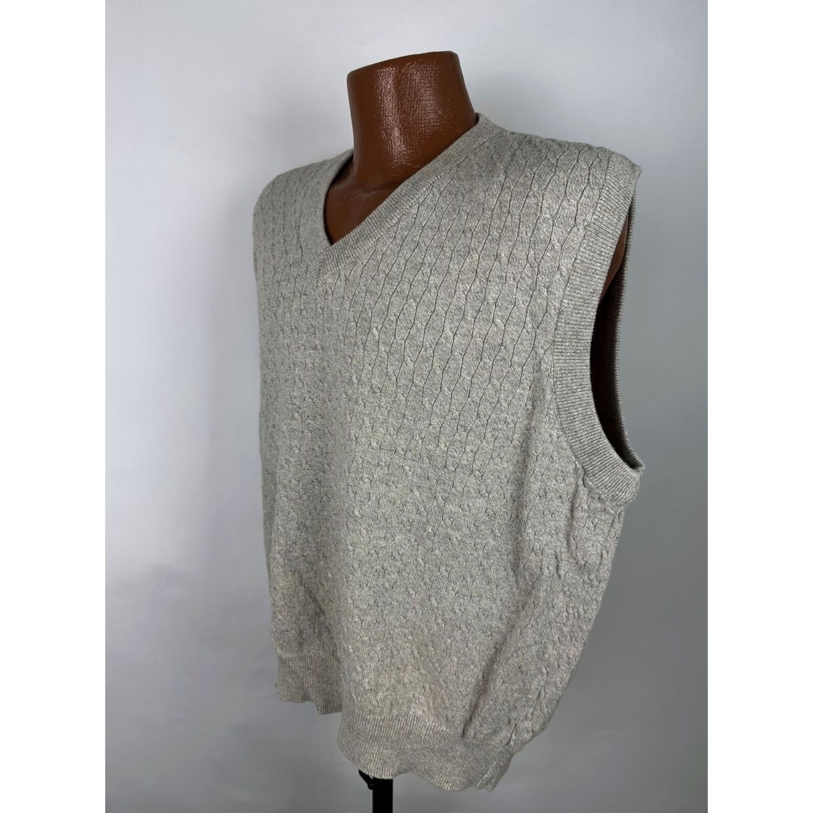 Vintage VINTAGE Grand Slam Sweater Vest Mens XL Beige Cable Knit Cotton Golf Grandpa Dad 90s Size US XL / EU 56 / 4 - 4 Thumbnail