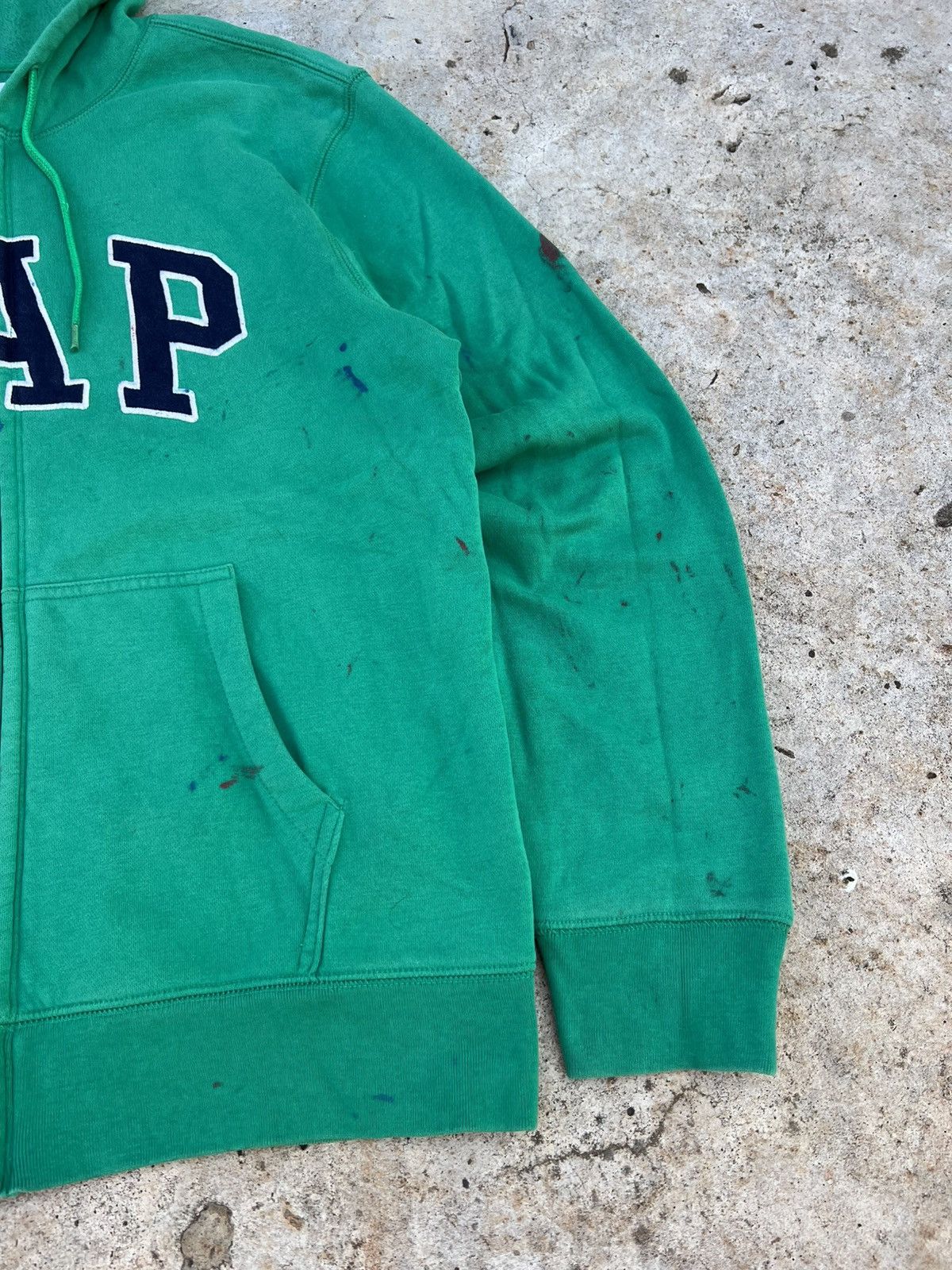 Gap Vintage Y2K Gap Green Painted Zip Up Hoodie Size US M / EU 48-50 / 2 - 7 Thumbnail