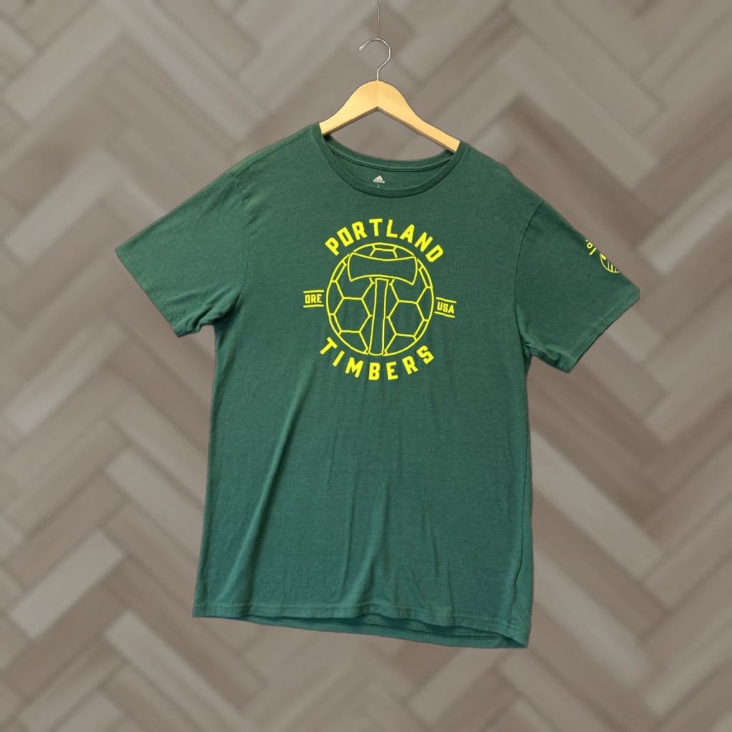 Adidas ADIDAS Portland Timbers T-Shirt Green Unisex Adults L Short Sleeve Cotton Polyester 144-26 Men Women Fans Shirt Size US L / EU 52-54 / 3 - 1 Thumbnail