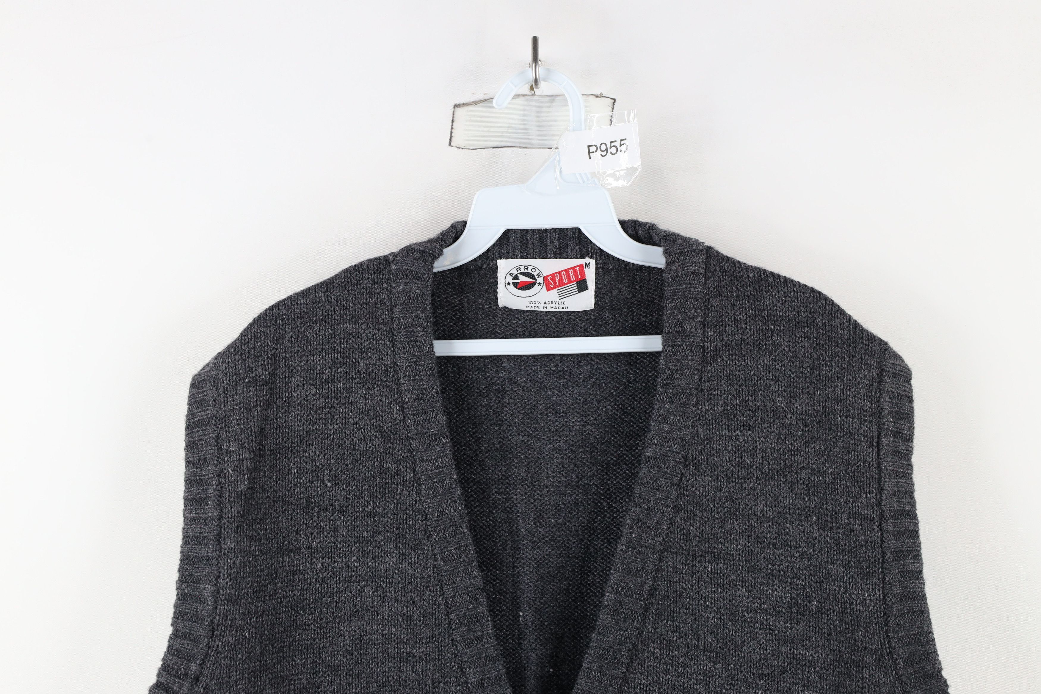 Vintage Vintage 90s Streetwear Knit Cardigan Sweater Vest Gray Size US M / EU 48-50 / 2 - 2 Thumbnail
