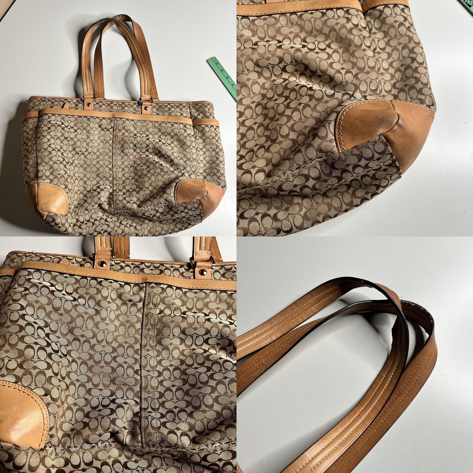 Coach Coach Signature Avary Tote Bag Womens Large Brown Jacquard Leather Shoulder Stripe Size ONE SIZE - 8 Thumbnail
