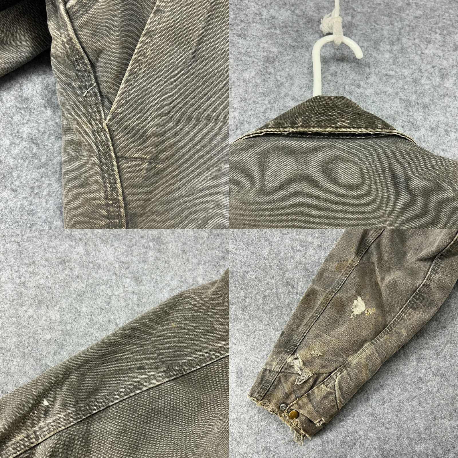 Carhartt VINTAGE Carhartt Jacket Men LT Gray Canvas Blanket Lined Detroit J97 GVL Bomber Coat 90s Distressed Tall Regular Boys/Girls Mens Womens? Size US L / EU 52-54 / 3 - 10 Thumbnail