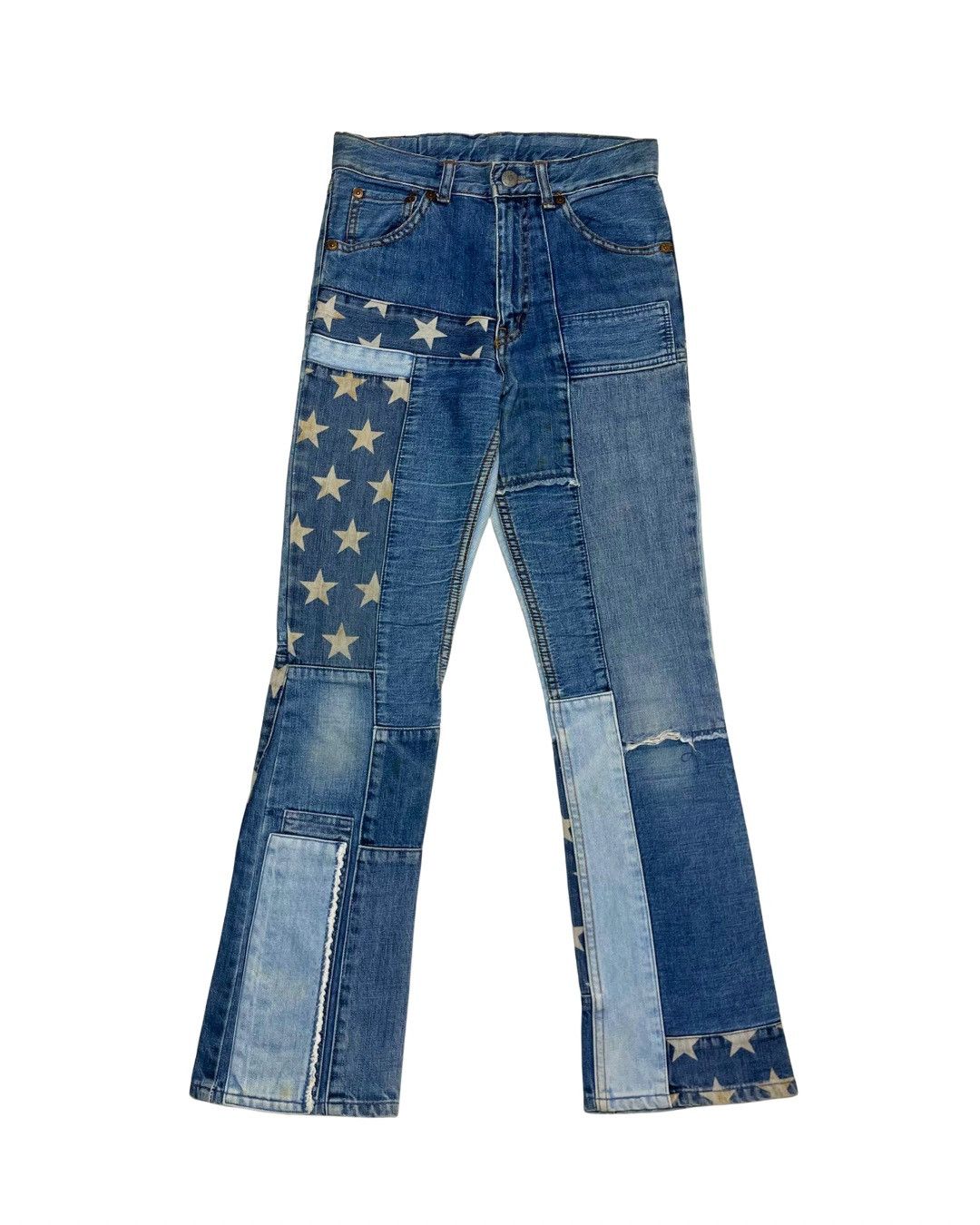 Angel Blue Angel Blue Multi-Tone Denim Star Patchwork Flare Jeans Size 26" / US 2 / IT 38 - 1 Thumbnail