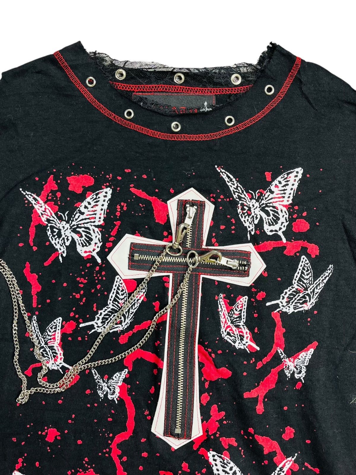 20471120 2000s Keystation - Cross Butterfly Punk LS Size US L / EU 52-54 / 3 - 3 Thumbnail
