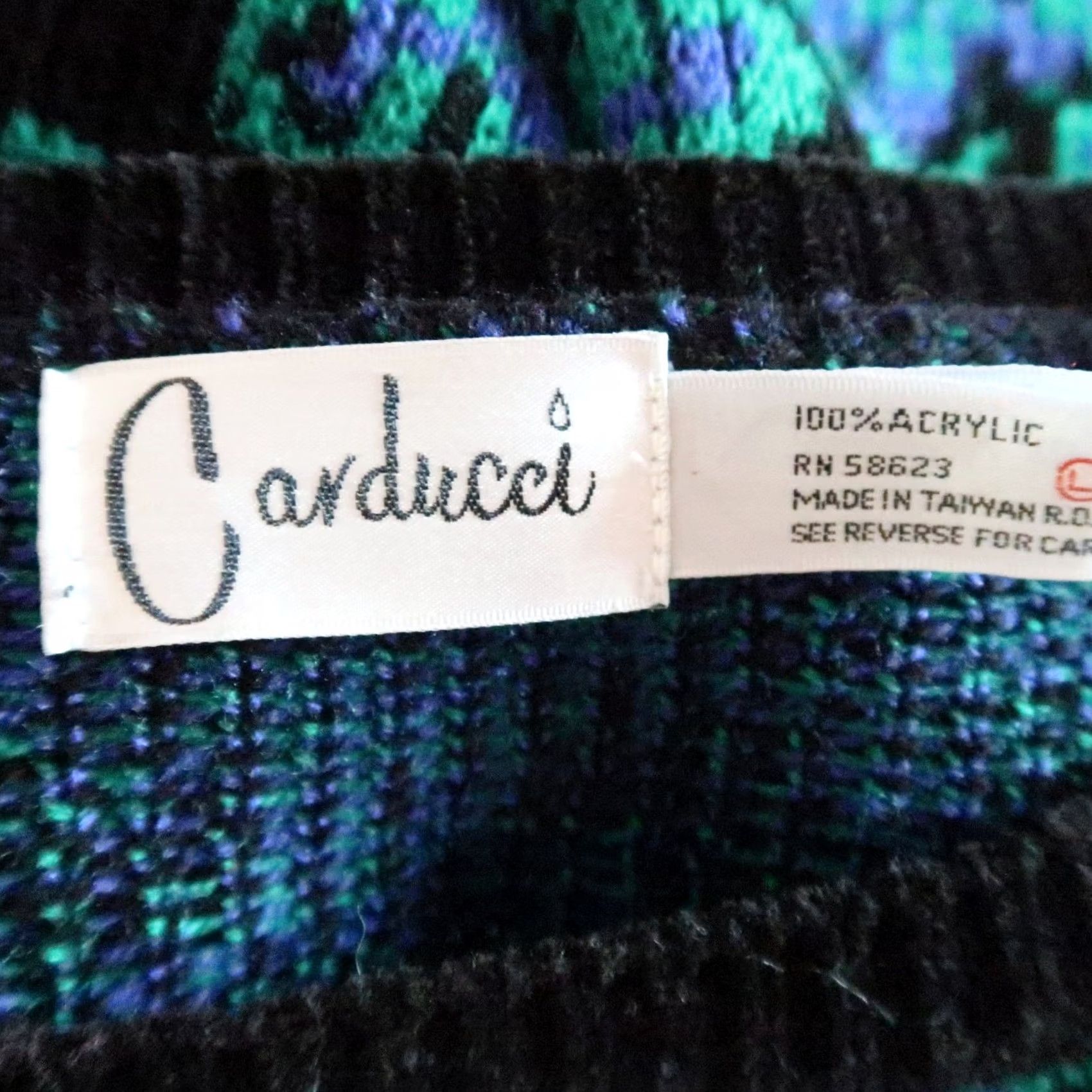 Vintage VINTAGE Carducci Sweater Womens 80s Floral Knit Acrylic Long Sleeve L Black Green Blue Bohemian Fall Winter Pullover Size L / US 10 / IT 46 - 5 Thumbnail