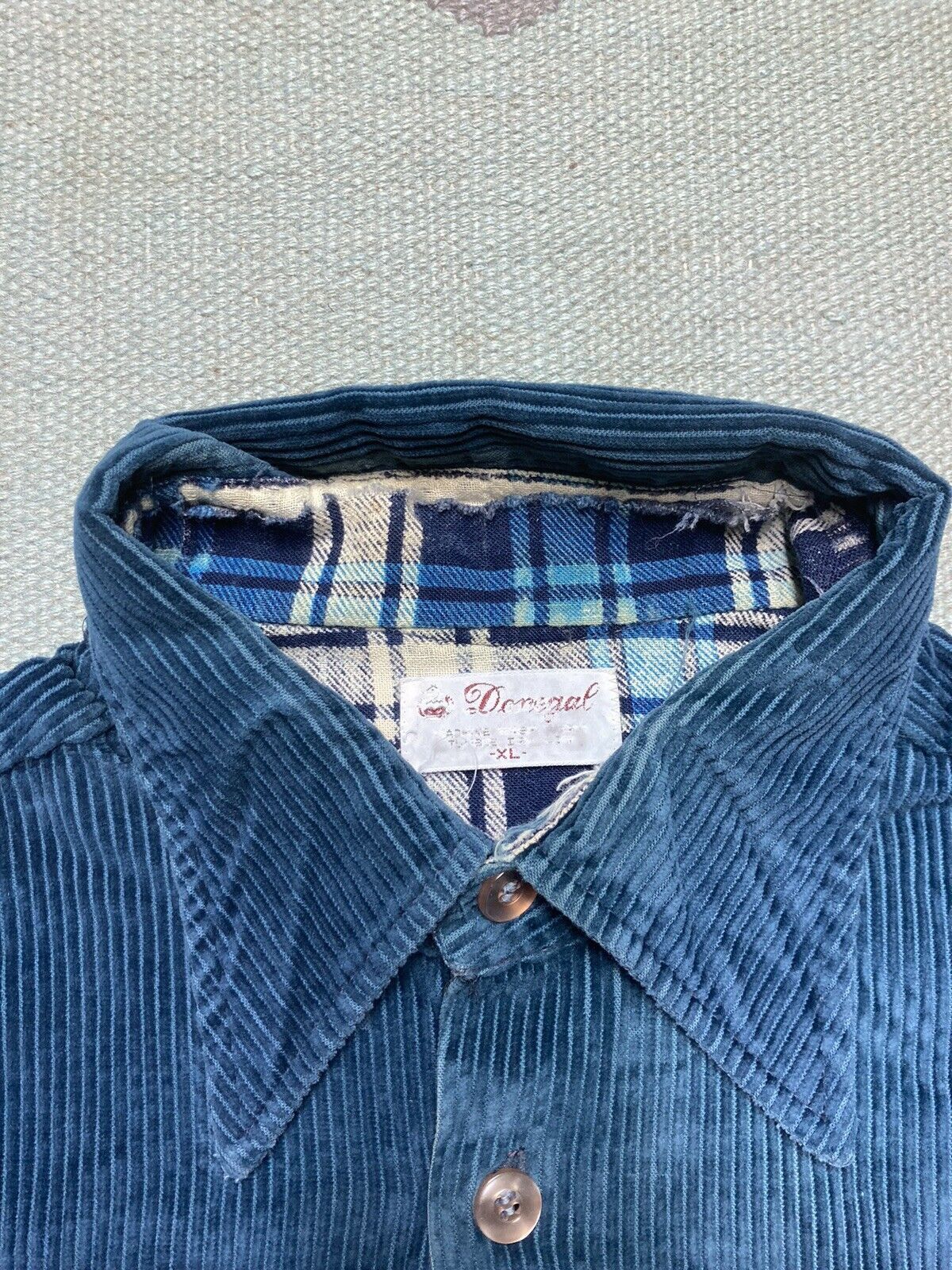 Vintage VTG 60s wide wale corduroy button shirt donegal navy blue XL Size US XL / EU 56 / 4 - 7 Thumbnail