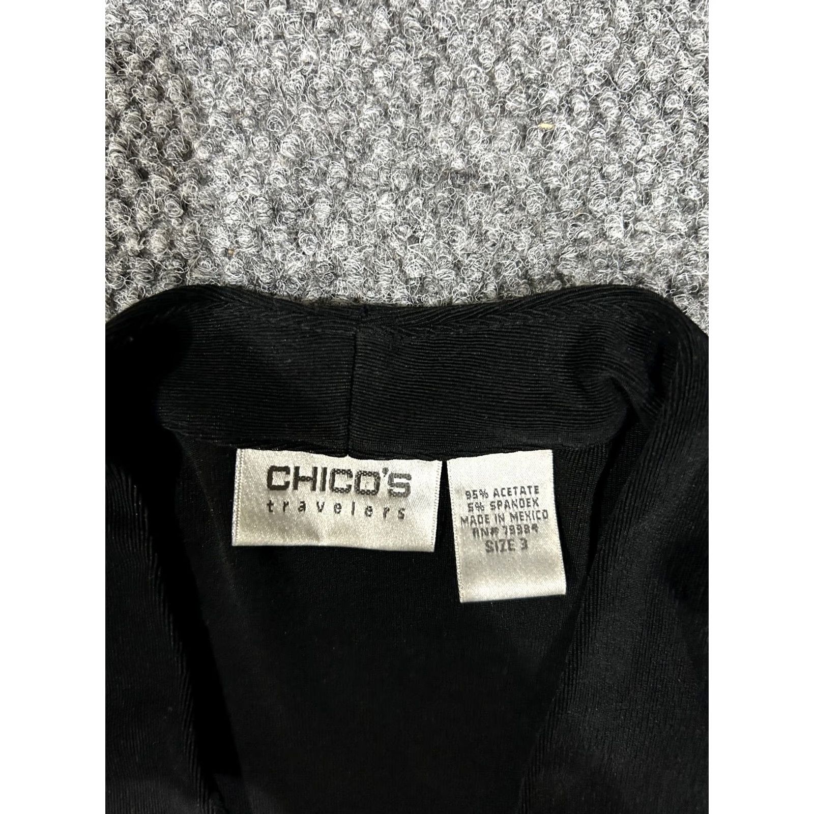 Vintage Chicos Blouse Shirt Womens 3 Black Stretch Long Sleeve Travel Casual Knit Acetate Regular Size 3 Blue Pattern Solid Classic Vintage No Size XS / US 0-2 / IT 36-38 - 3 Thumbnail