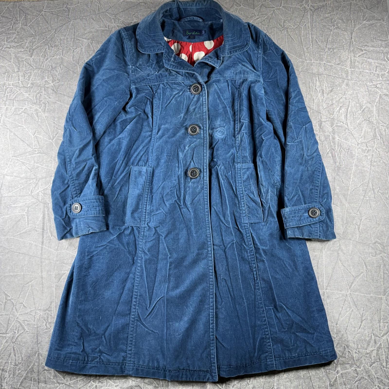 Boden Boden Coat Women's 14 Blue Red White Polka Dot Lining Size XL / US 12-14 / IT 48-50 - 2 Thumbnail
