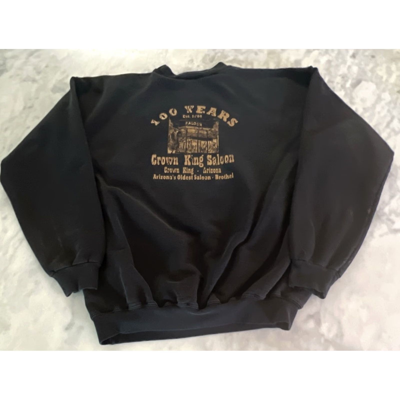 Hanes VINTAGE Crown King Saloon Sweatshirt Men’s M Arizona’s Oldest Saloon Brothel Hanes Black 1990s Grunge Cotton Blend Long Sleeve Mens Size US M / EU 48-50 / 2 - 3 Thumbnail