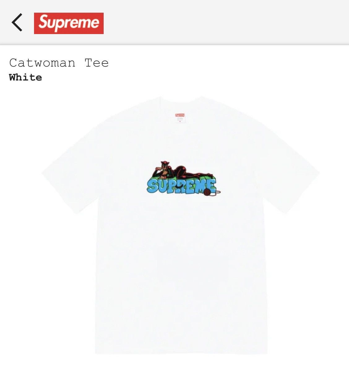 image of Supreme Catwoman Tee in White, Men's (Size 2XL)
