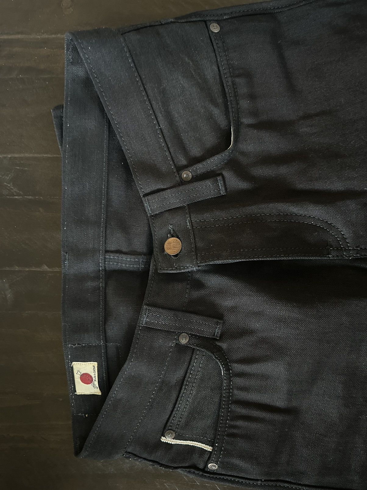 Big John × Japanese Brand Big John M106 Slim Tapered Leg Black Sulfur-Dyed Selvedge Size US 31 - 4 Thumbnail