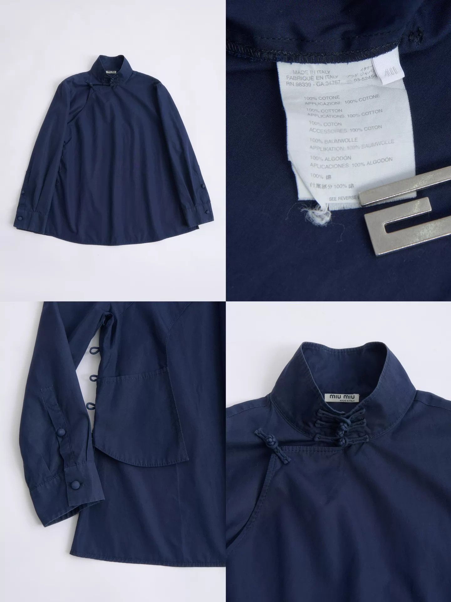 Miu Miu MIU MIU 2003 SS Navy Blue Slanted Placket Frog Jacket Size S / US 4 / IT 40 - 9 Thumbnail